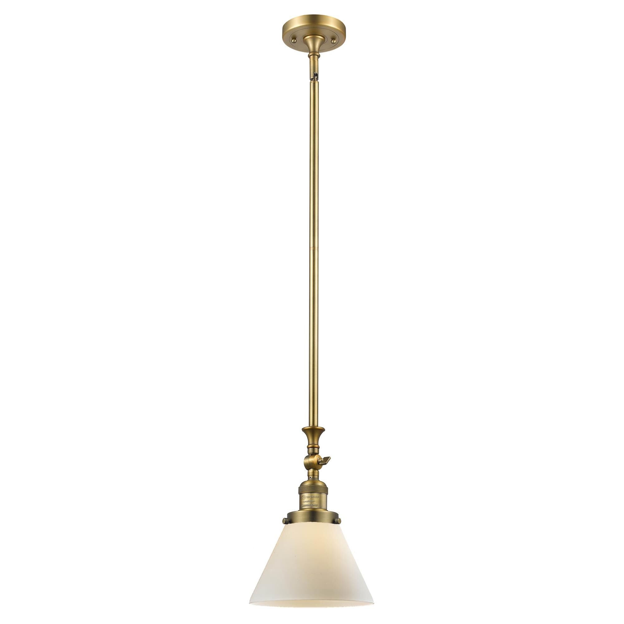 Shown in Brushed Brass finish and Matte White Cased glass