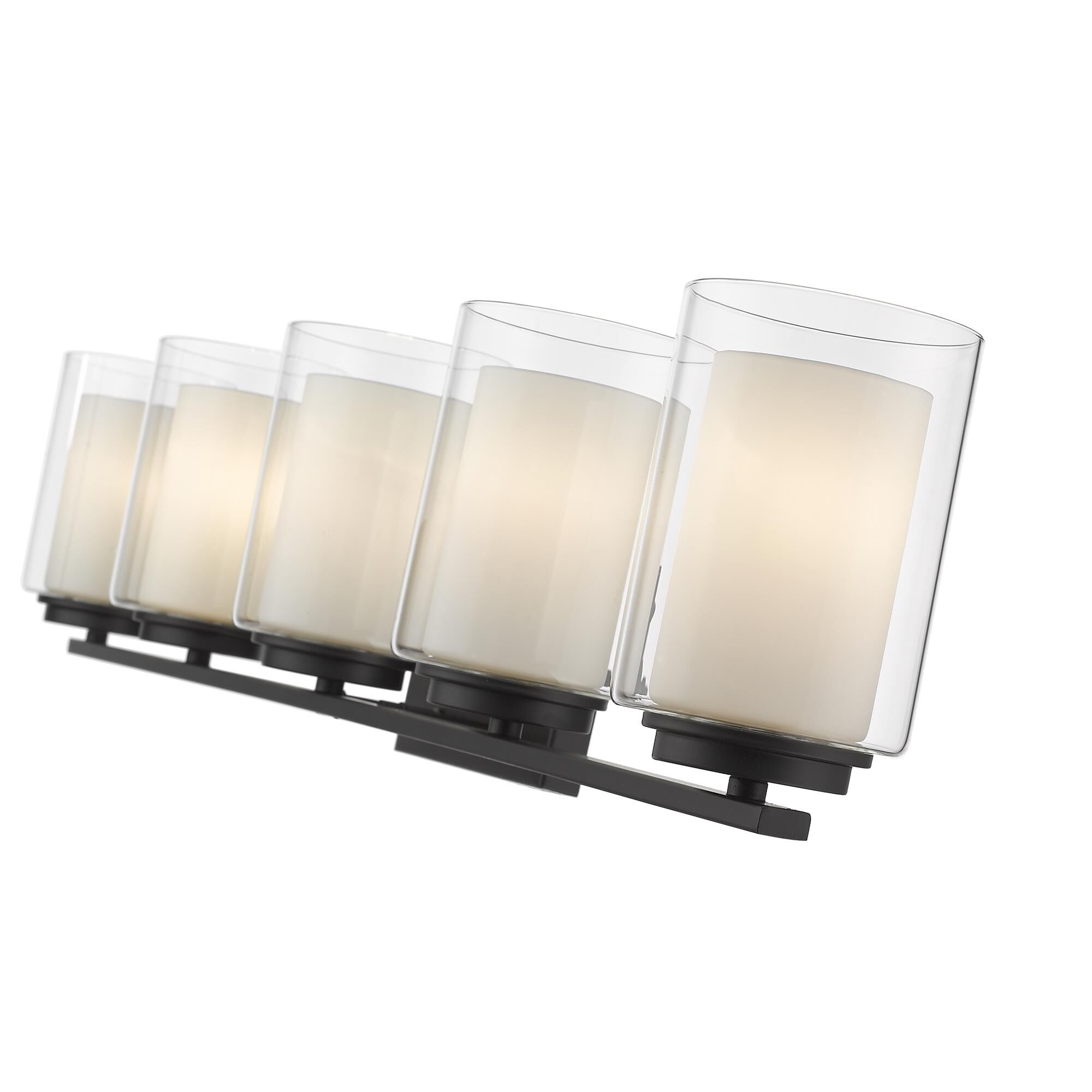 Shown in Matte Black finish and Glass shade
