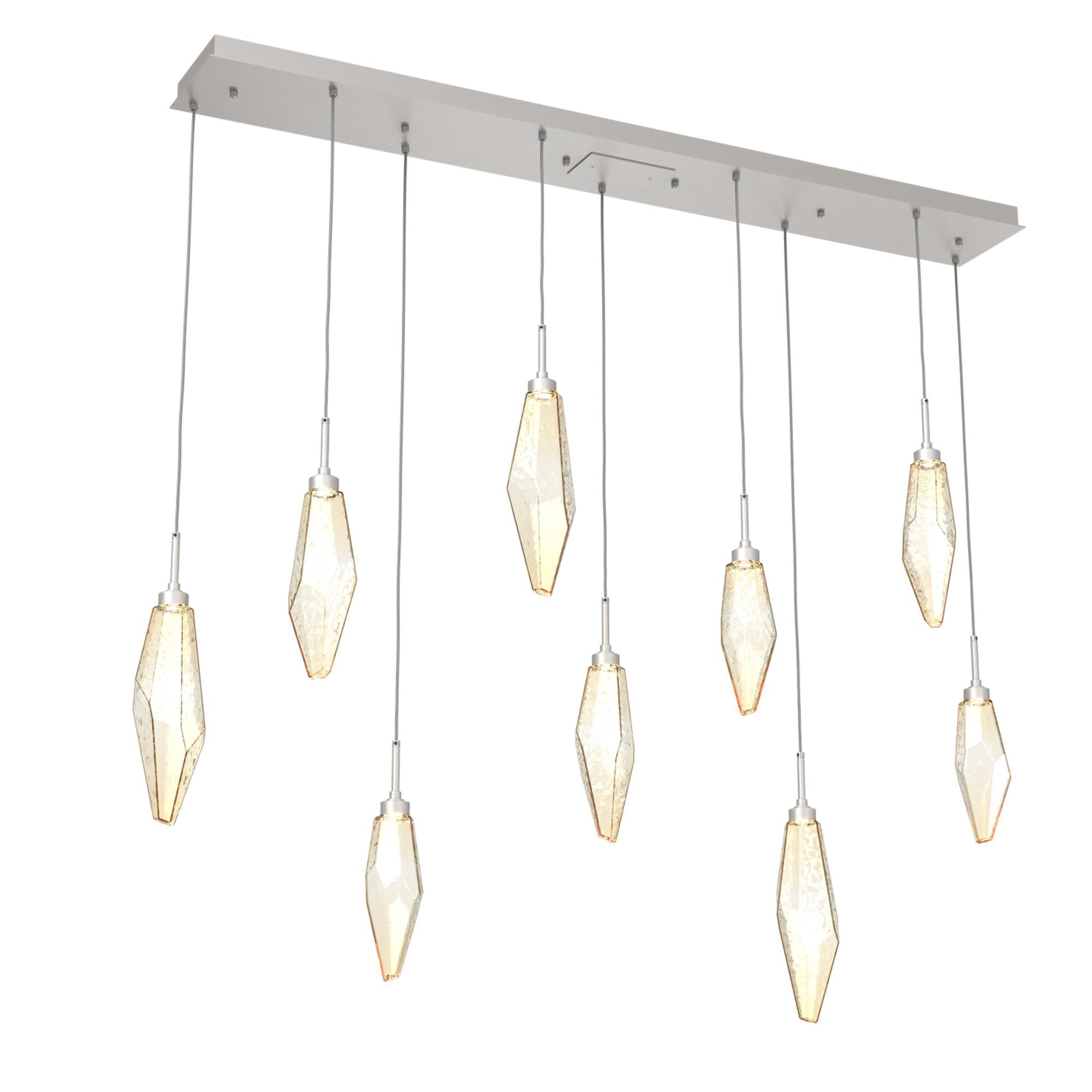 Shown in Metallic Beige Silver finish and Chilled Amber glass