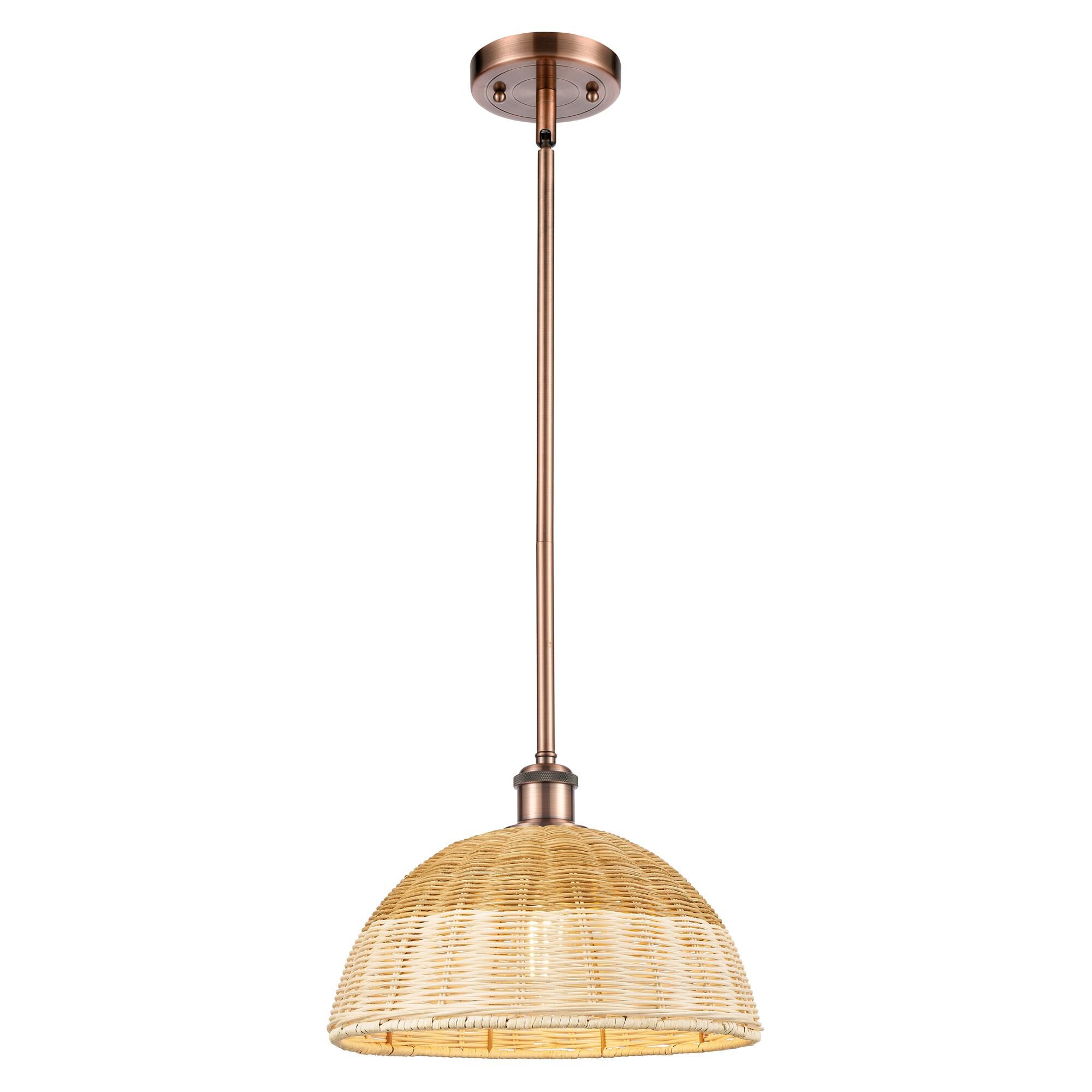 Shown in Antique Copper finish and Natural shade