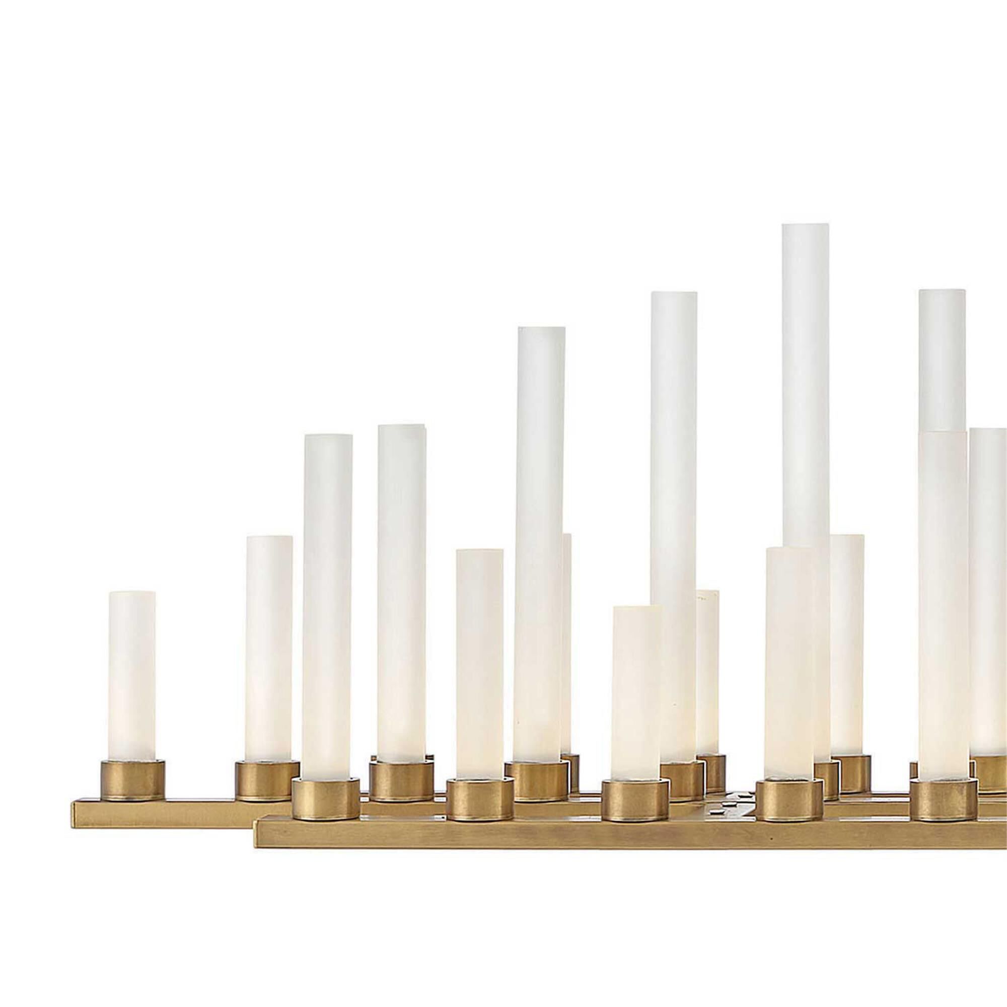 Shown in Heritage Brass finish and Frosted glass