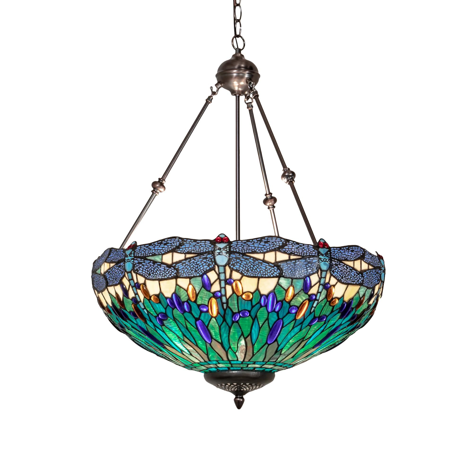 Tiffany Hanginghead Dragonfly 22 Inch Large Pendant by Meyda Lighting