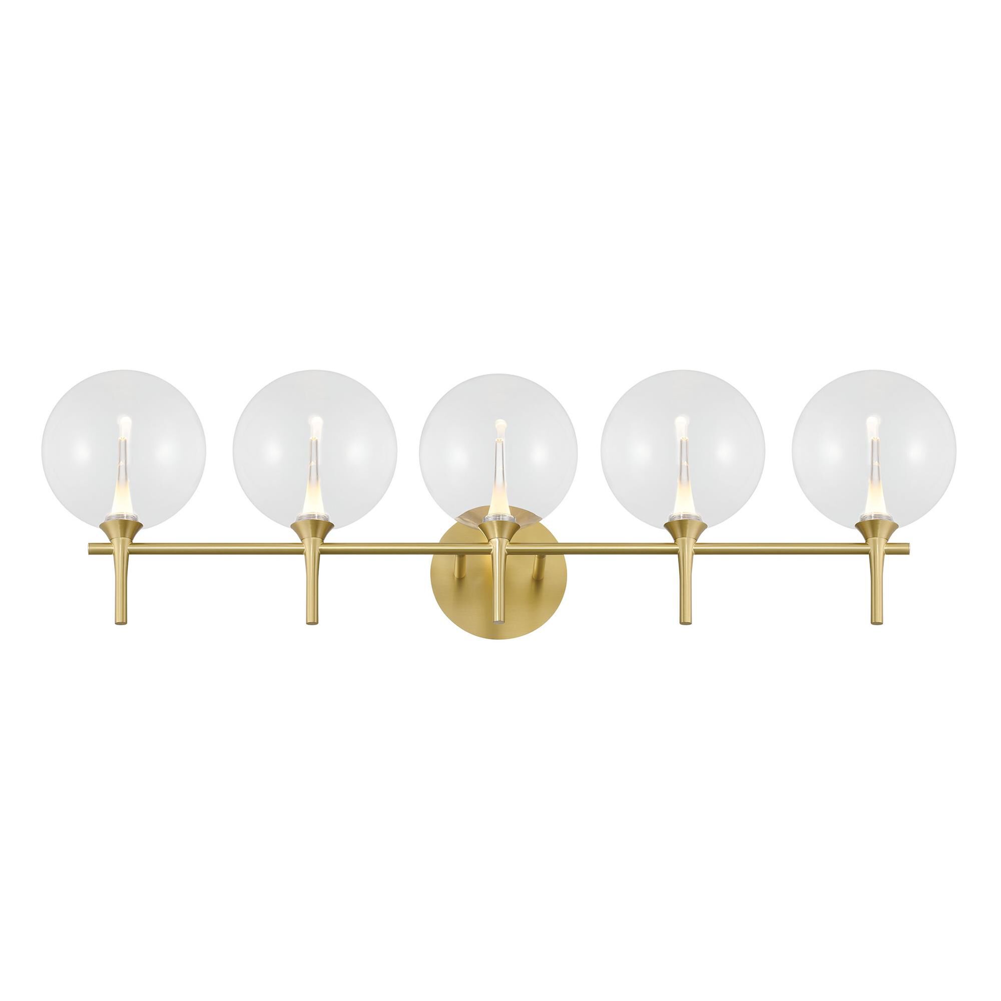 Shown in Gold finish and Clear glass