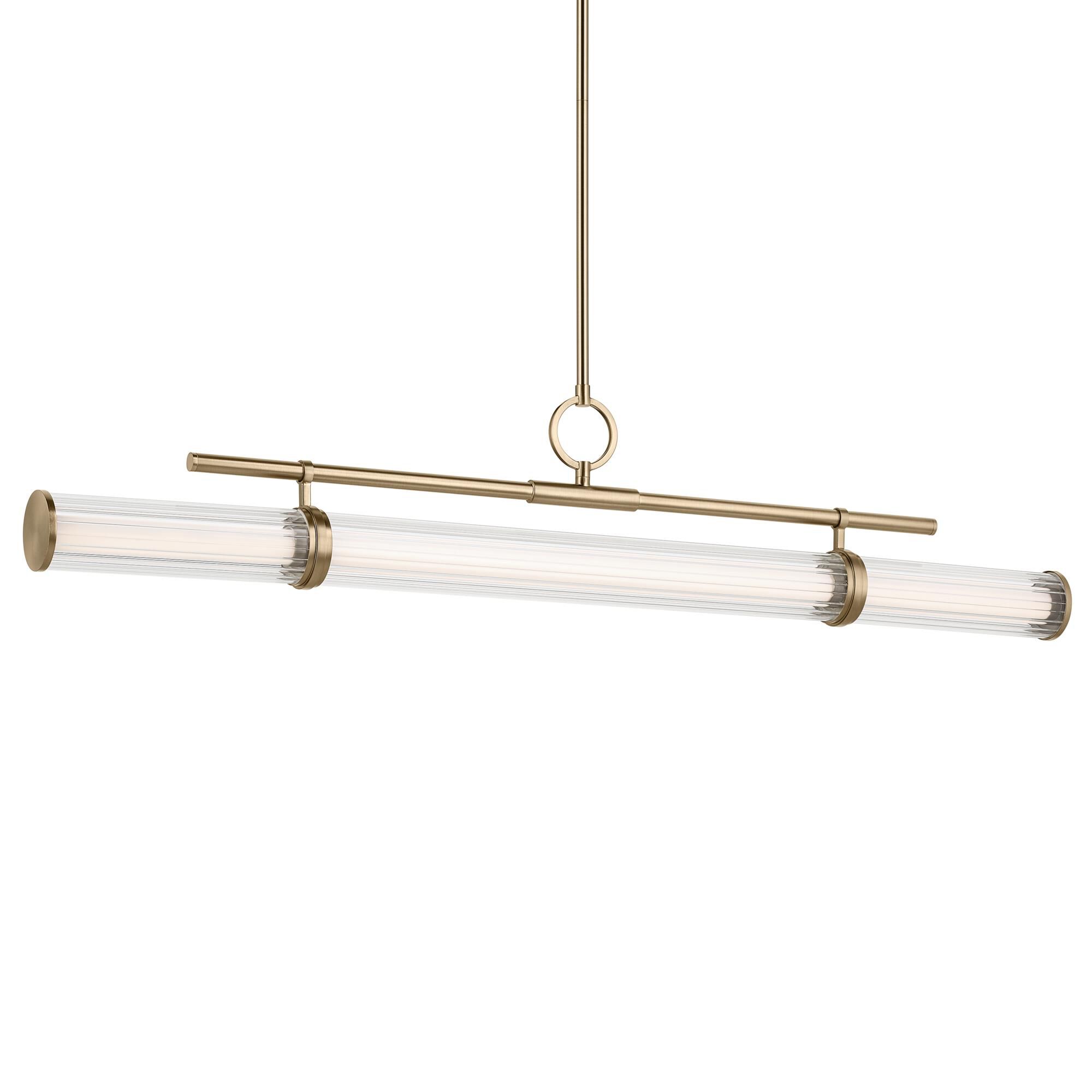 Shown in Champagne Bronze finish and Clear Fluted glass