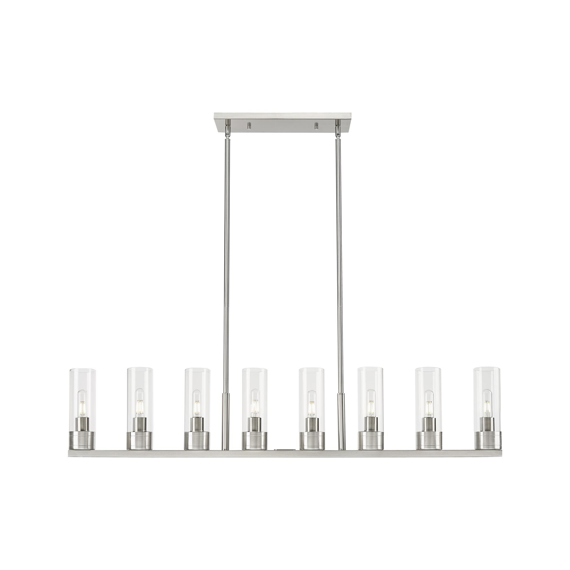 Shown in Satin Nickel finish and Clear glass
