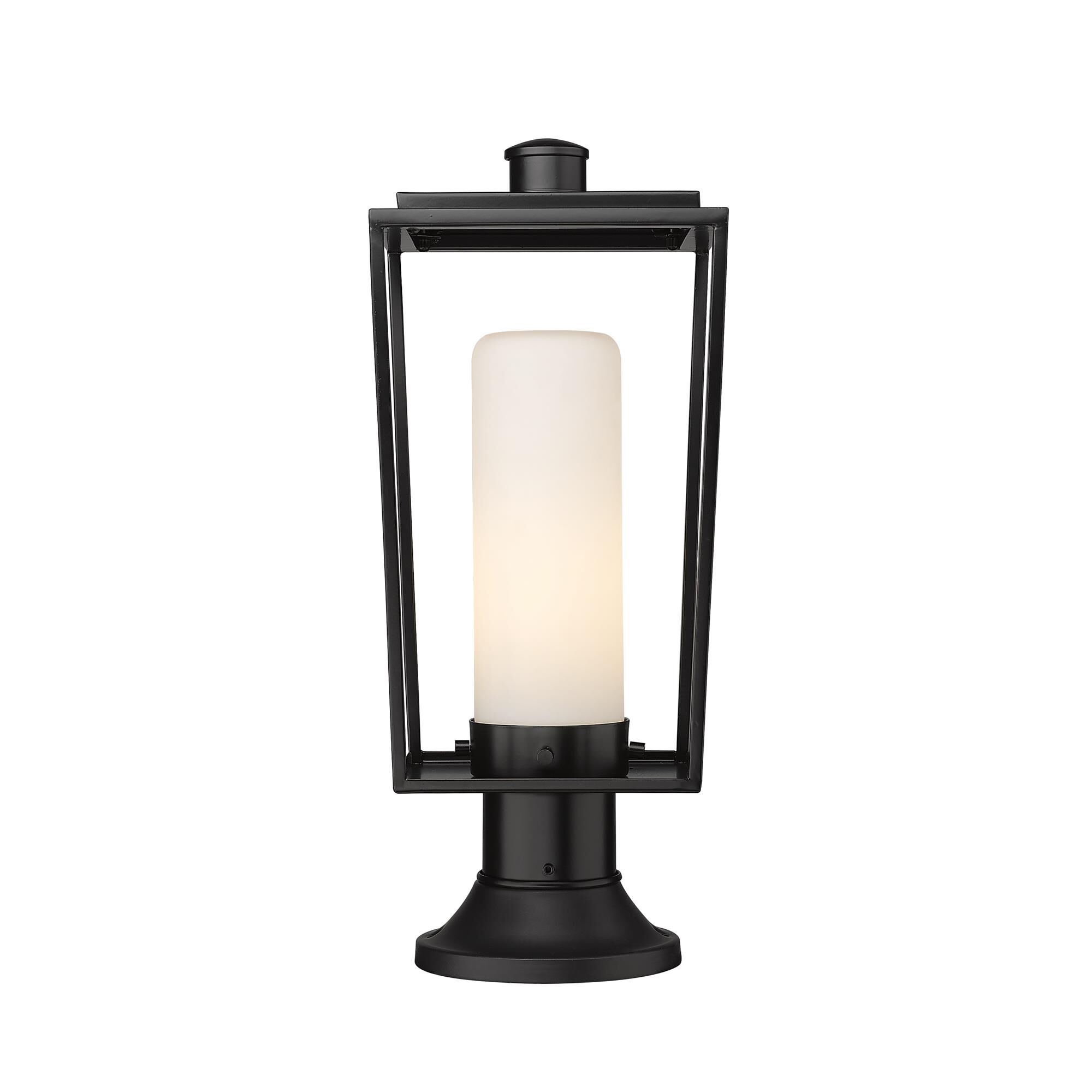 Shown in Black finish and Glass shade