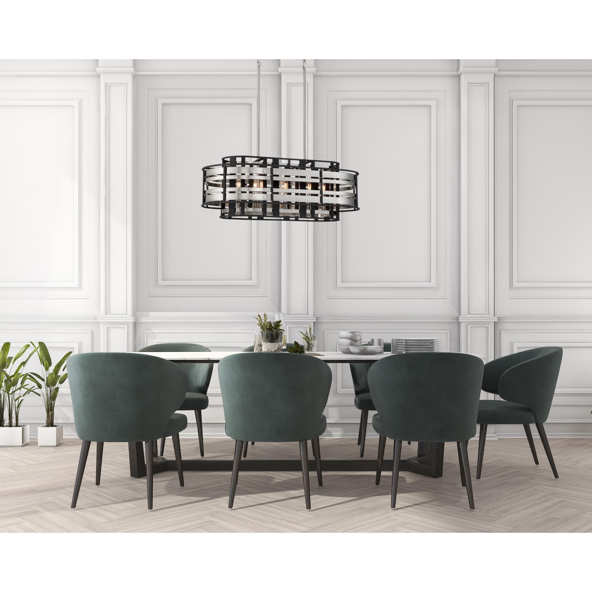 Presten 32 Inch 8 Light Linear Suspension Light by Metropolitan Lighting