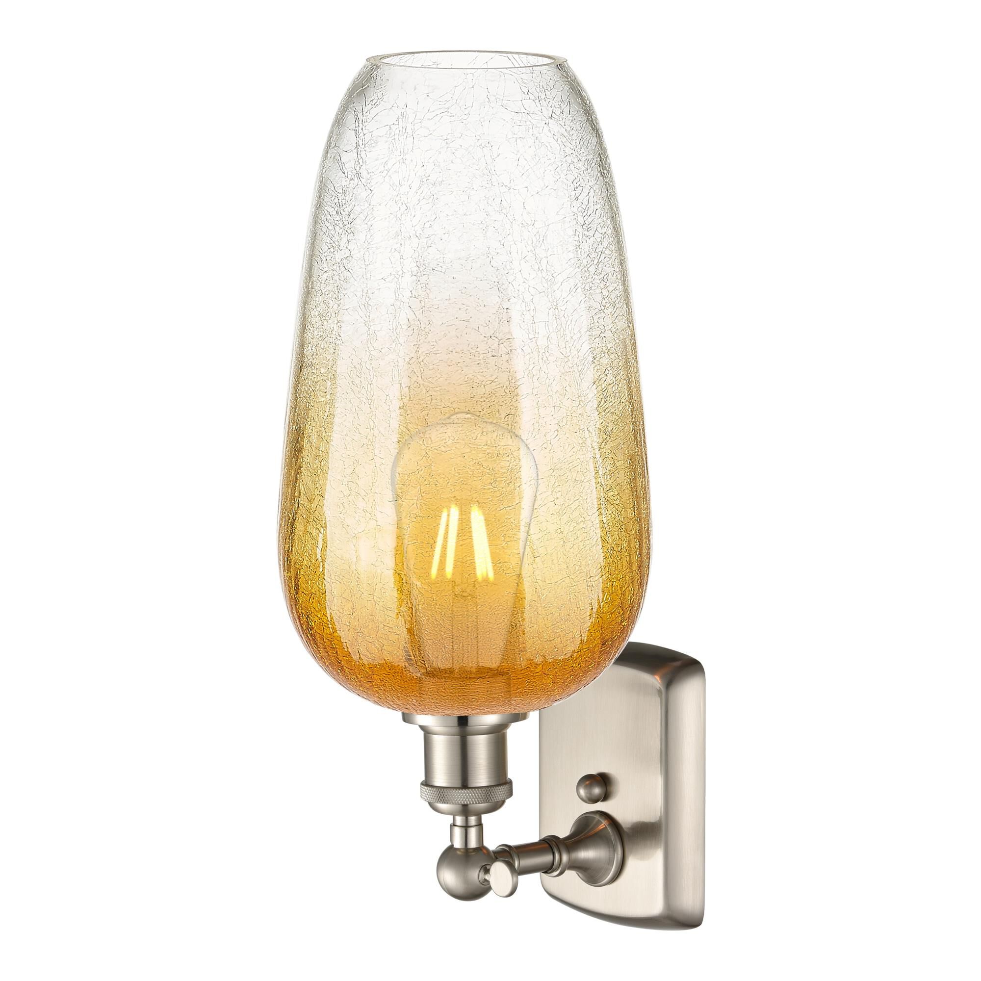 Shown in Brushed Satin Nickel finish and Amber glass