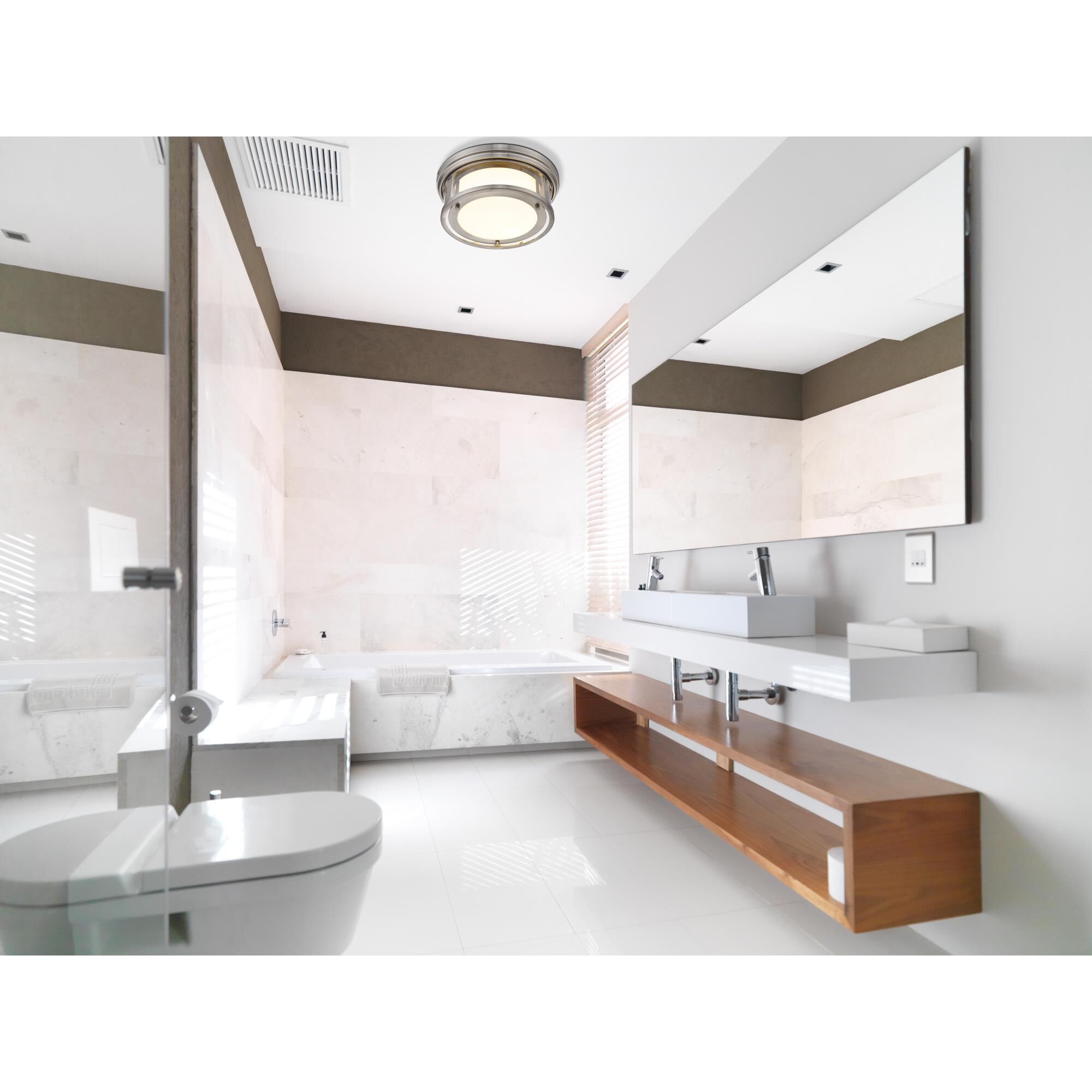 Shown in Brushed Nickel finish and Glass shade