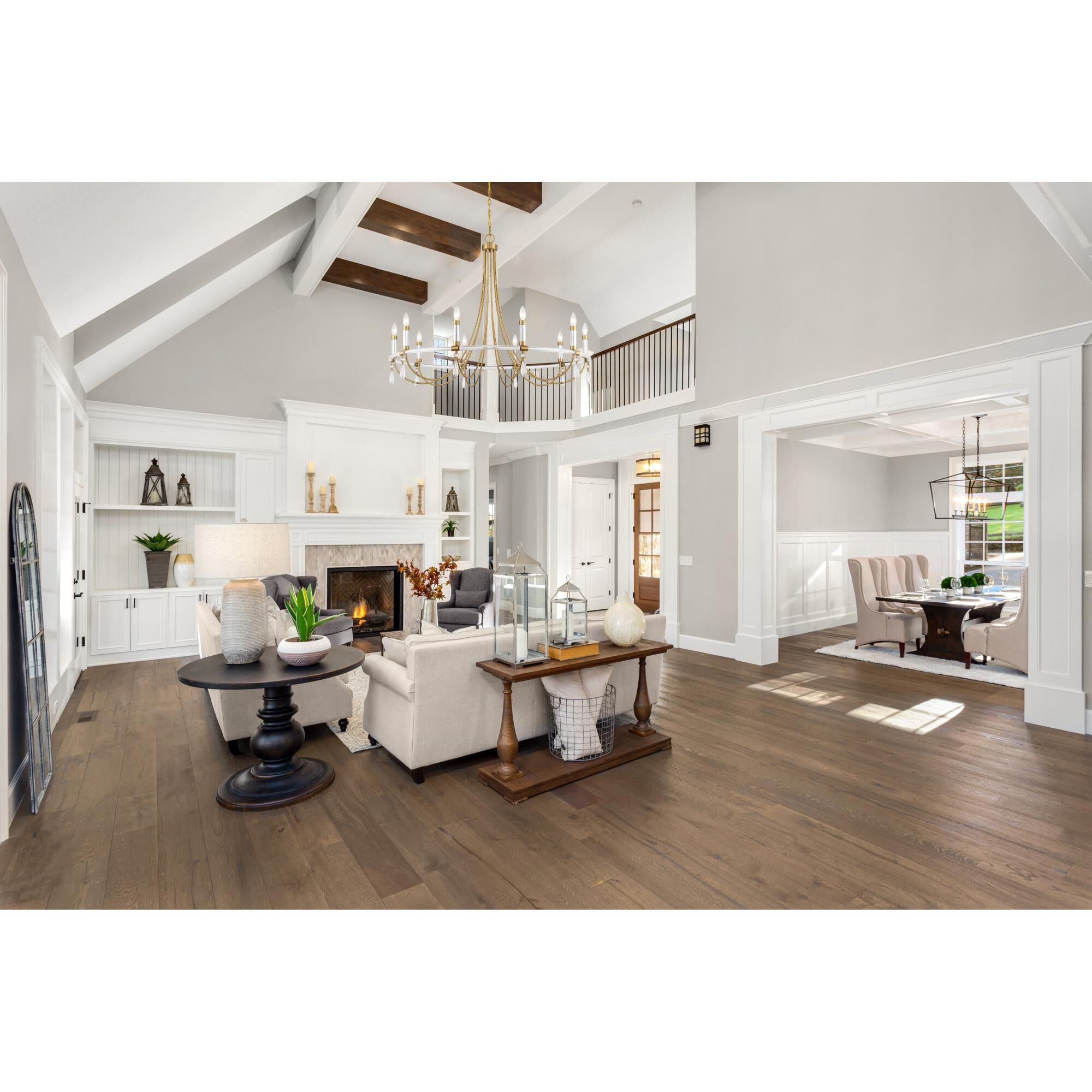 Shown in Warm Brass And Chrome finish and Clear crystal and Clear Acrylic glass