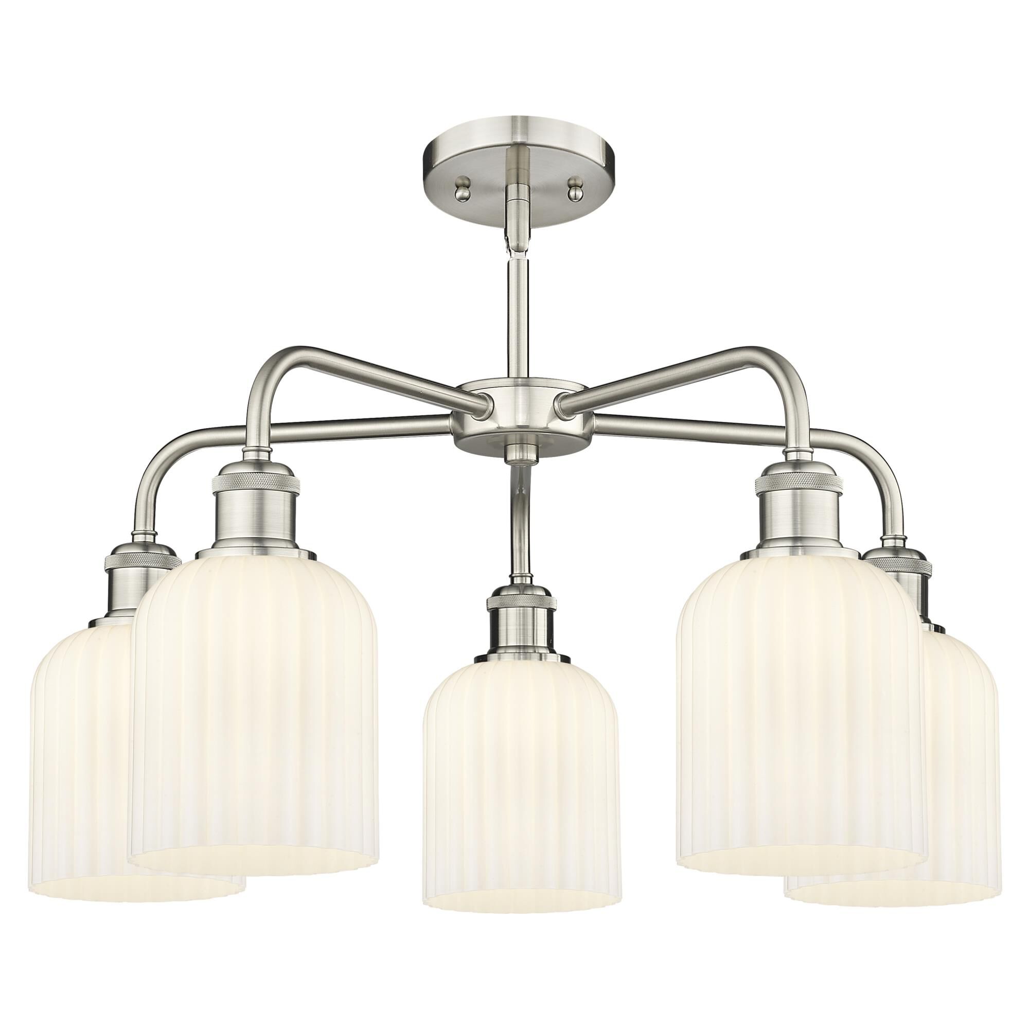 Shown in Satin Nickel finish and Gloss White shade