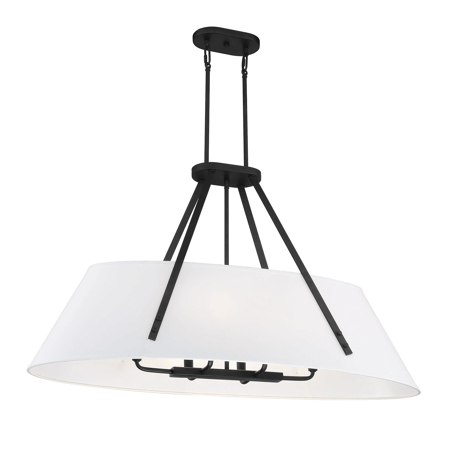 Shown in Matte Black finish and White Fabric shade