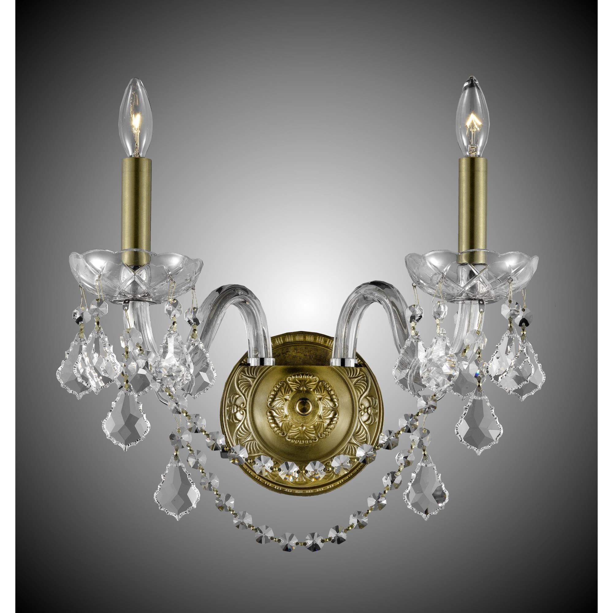 Shown in True Brass finish with French Pendaloque Precision Clear Crystals