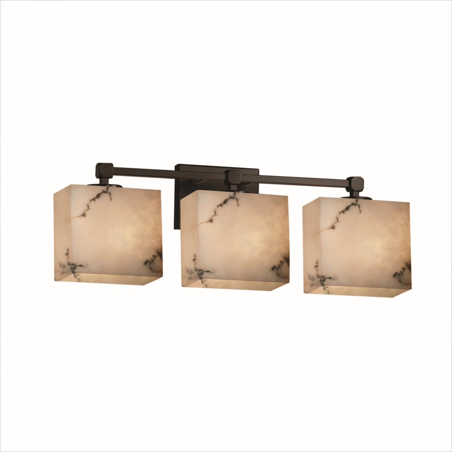 Shown in Dark Bronze finish and Faux Alabaster Resin glass and Rectangle accent