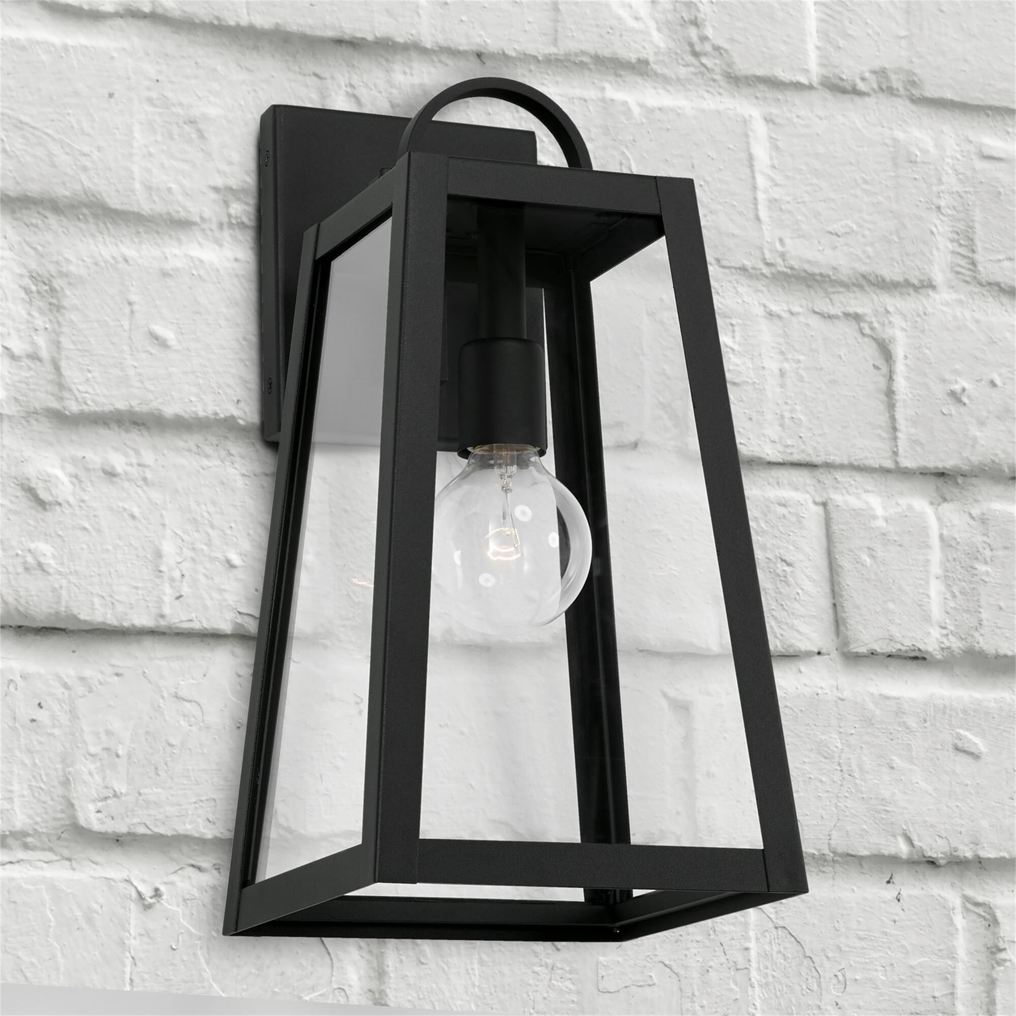 Shown in Black finish and Clear glass