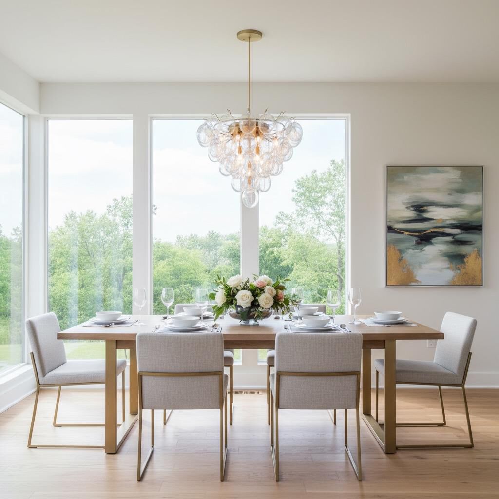 Shown in Brushed Brass finish and Iridescent glass