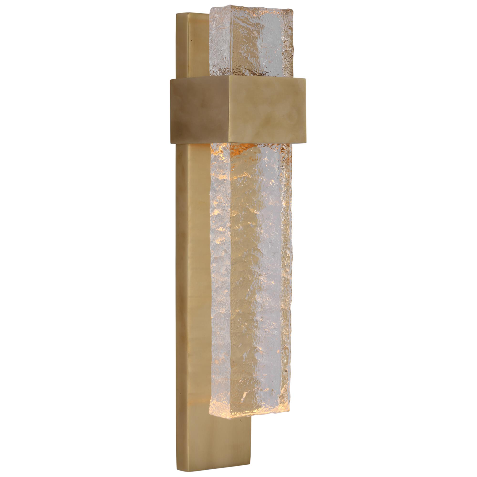 Shown in Soft Brass finish and Clear Wavy glass