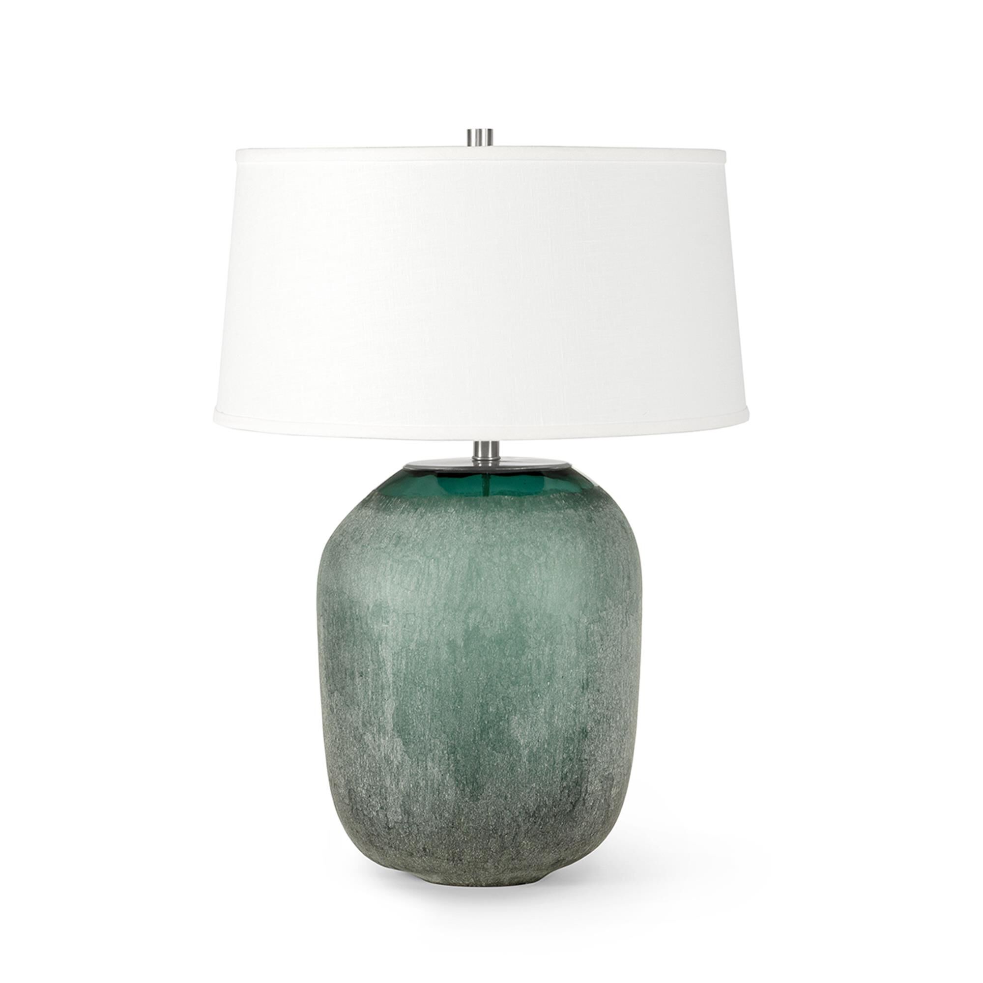 Shown in Nickel  finish and Textured Cream Linen shade
