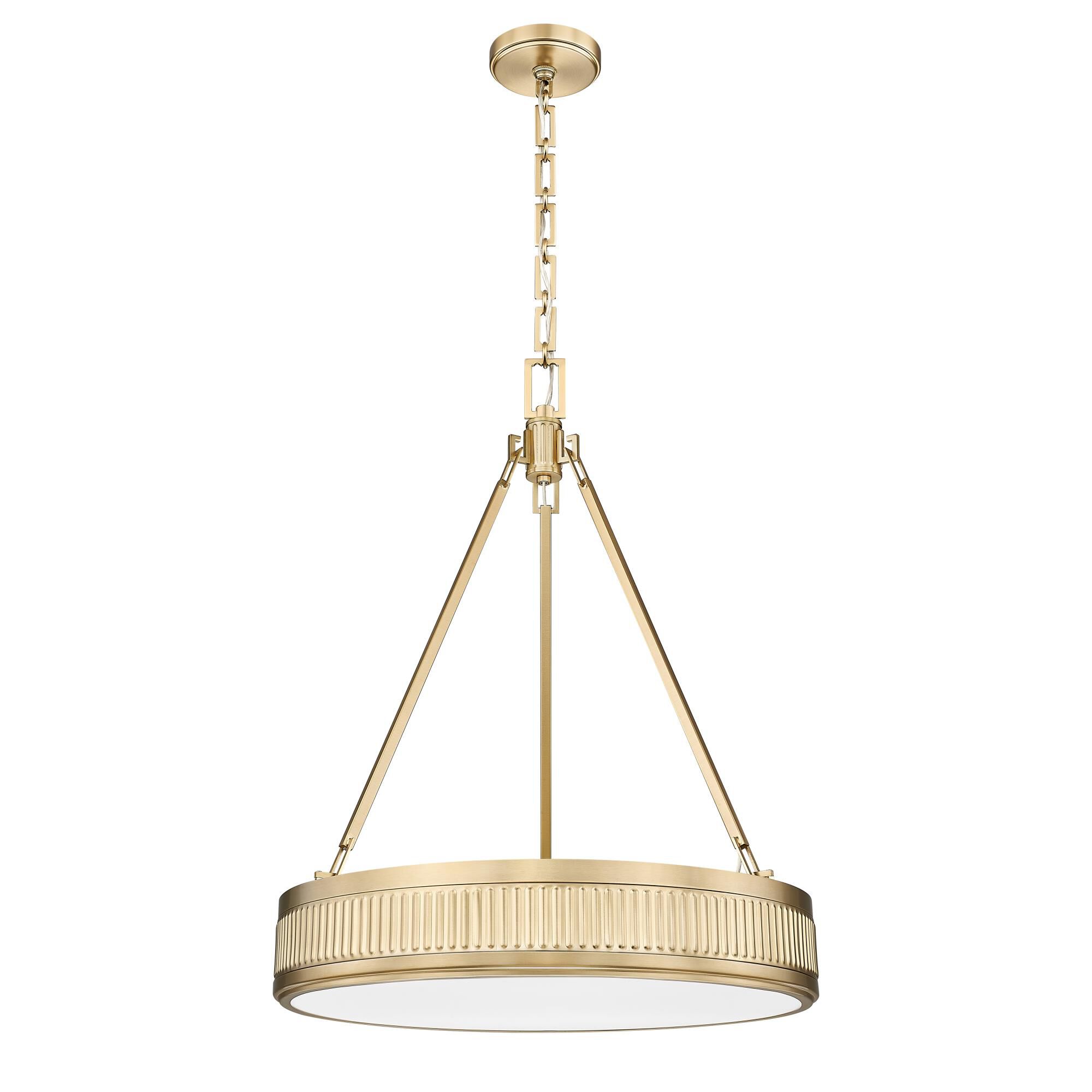 Shown in Modern Gold finish and White glass