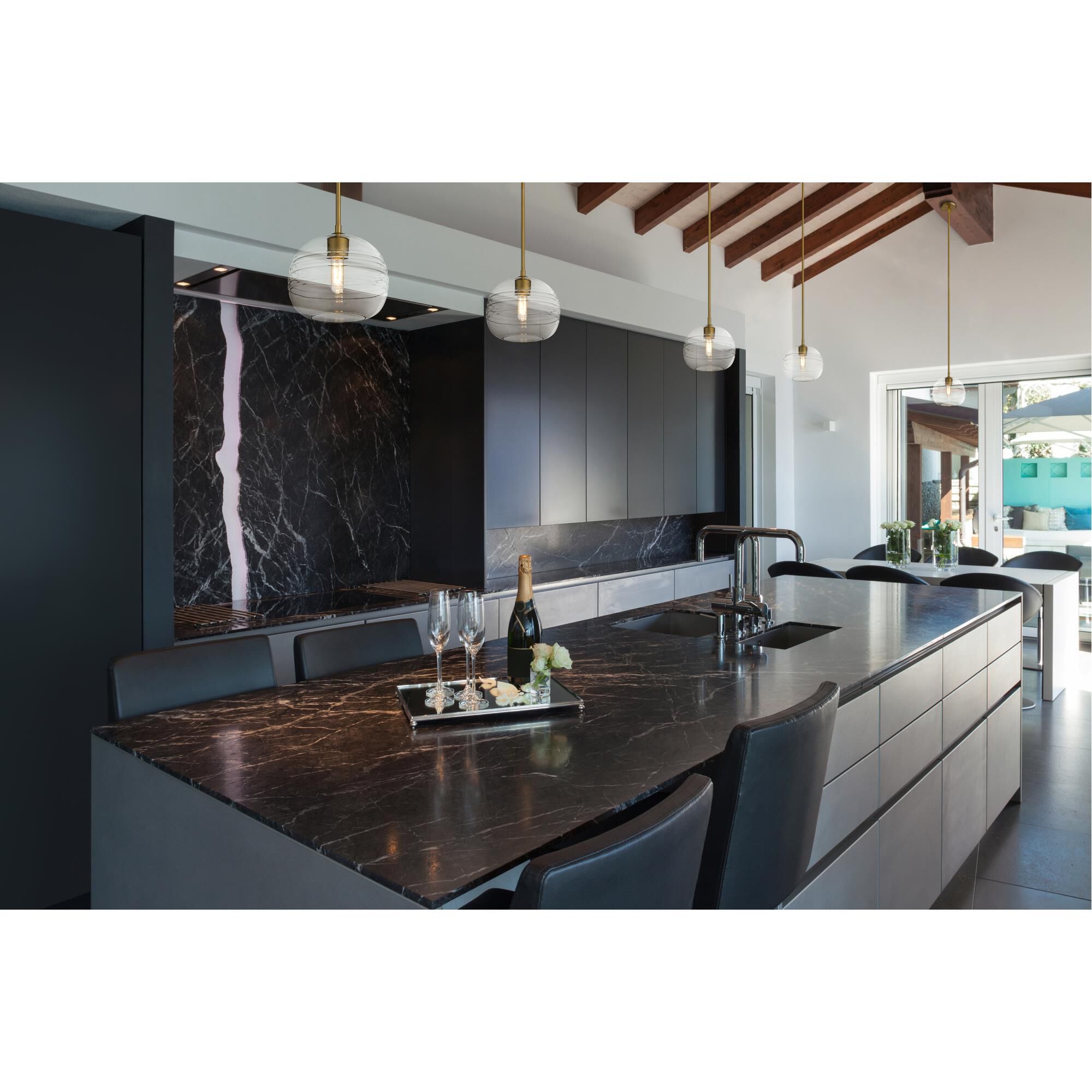 Shown in Olde Brass finish and Glass shade