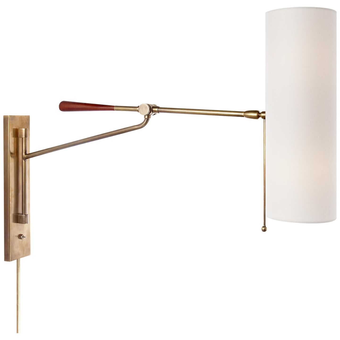 Shown in Hand-Rubbed Antique Brass finish and Linen shade