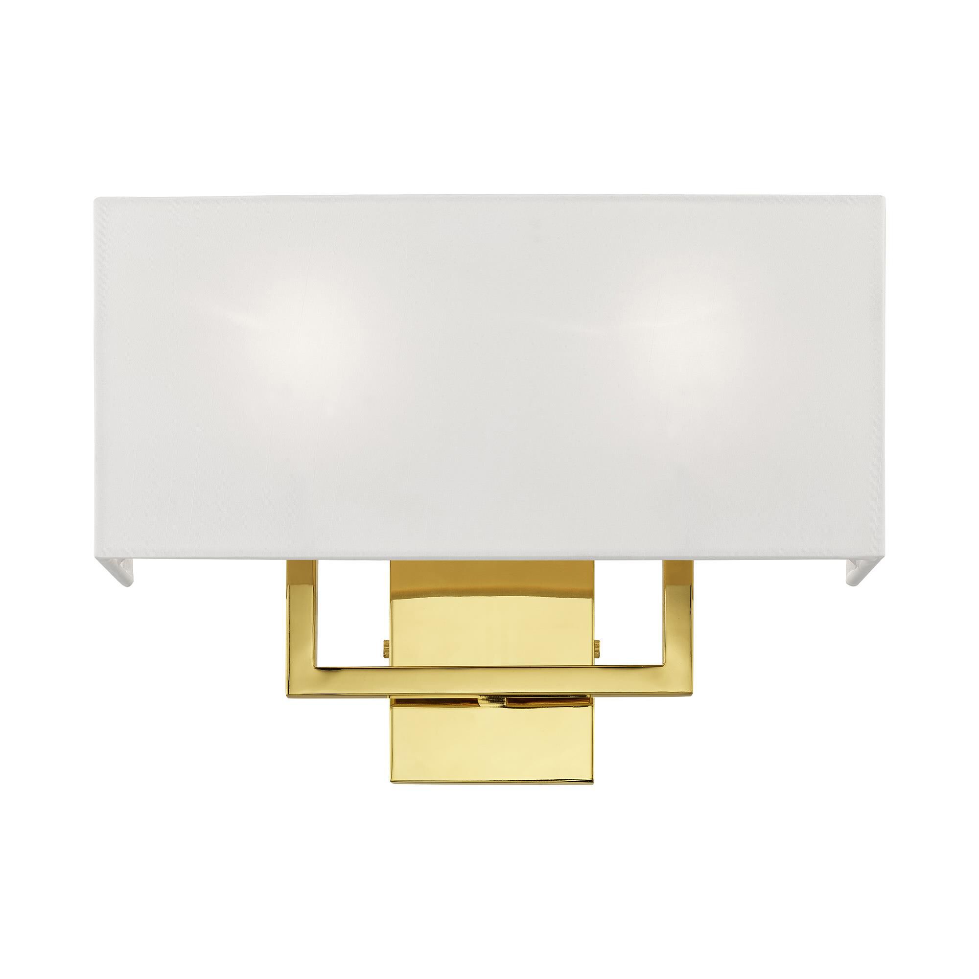 Shown in Polished Brass finish and Hand Crafted Off-White Fabric Outside & White Fabric Inside Hardback shade