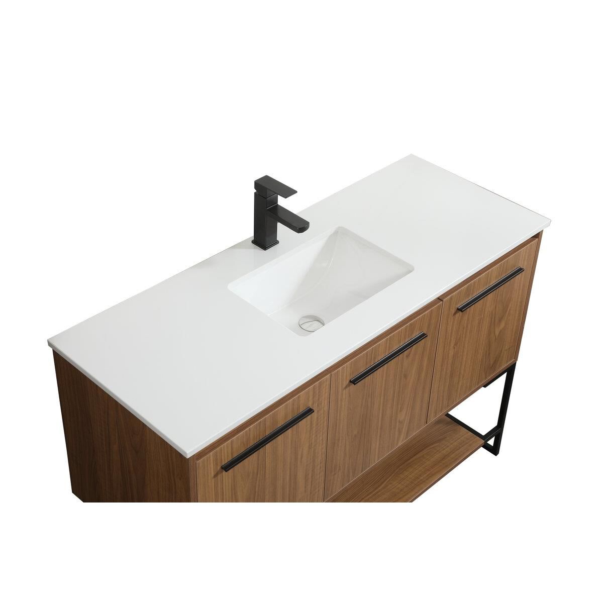 Shown in Walnut Brown finish and Without Backsplash accent