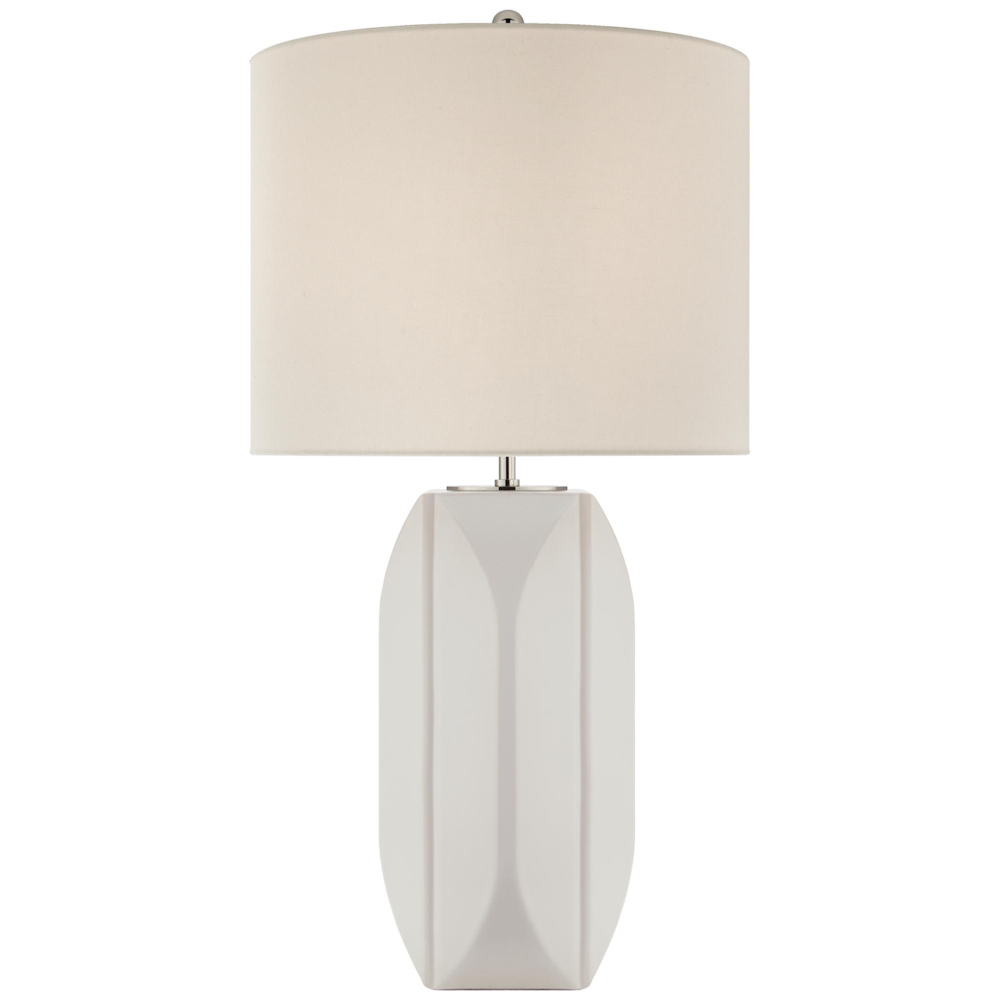 Shown in Matte White finish and Linen shade