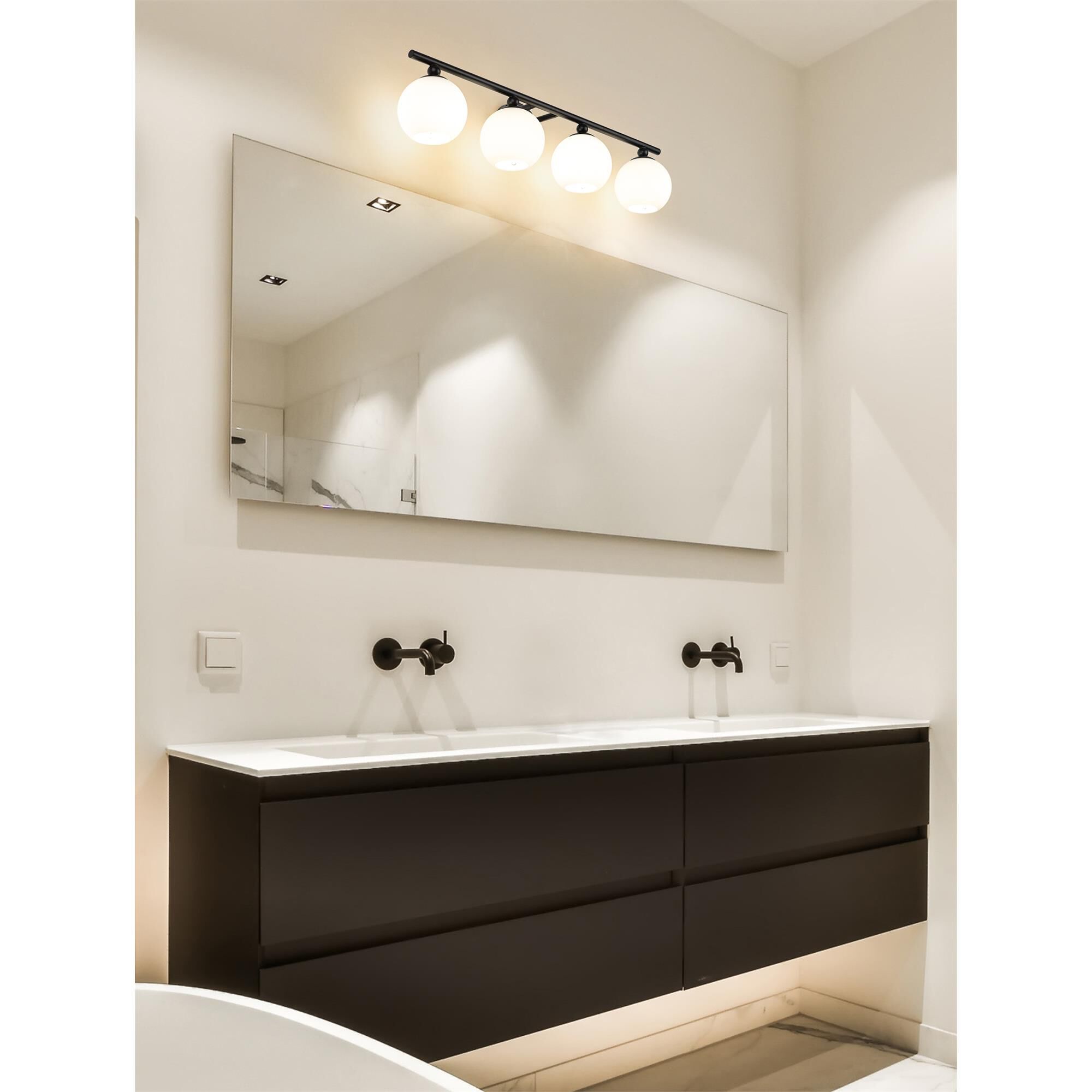 Shown in Matte Black finish and Opal Etched glass