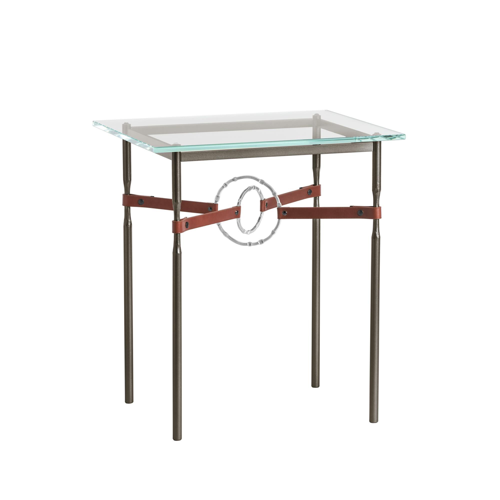 Shown in Oil Rubbed Bronze finish and Sterling Metal Detail with British Brown Leather accent
