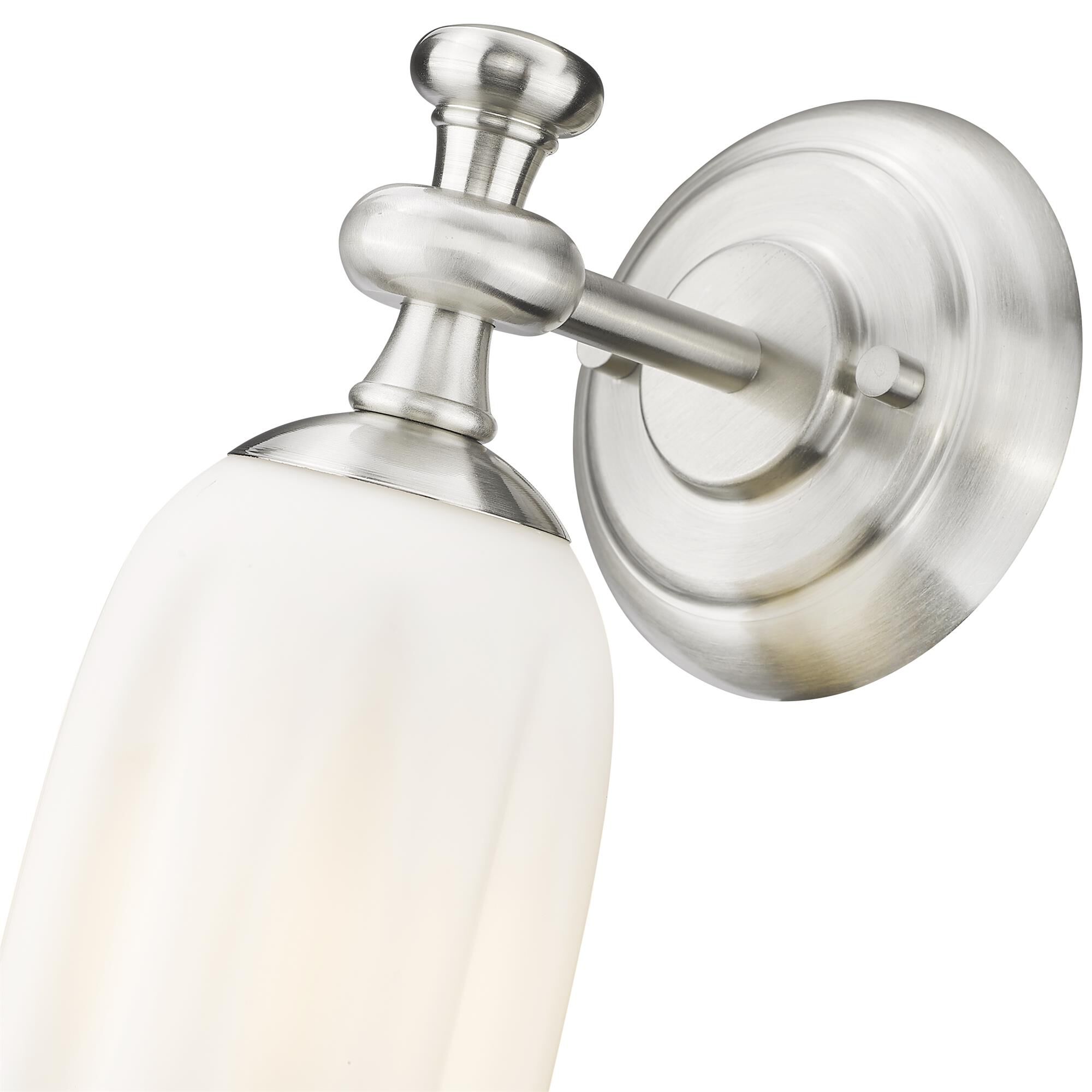 Shown in Brushed Nickel finish and Opal Etched glass and Opal Etched shade