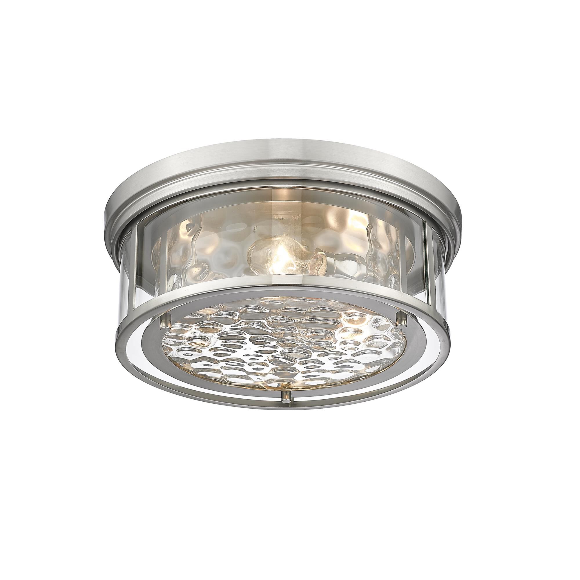 Shown in Brushed Nickel finish and Glass shade