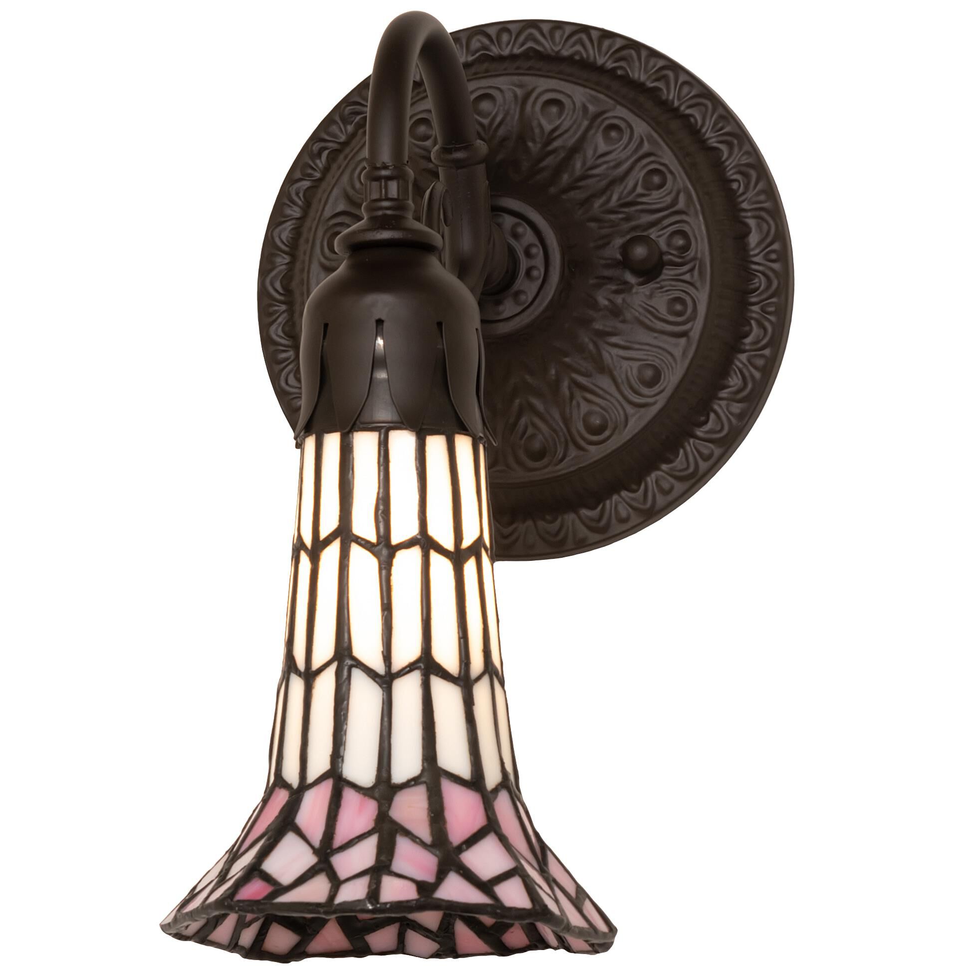 Shown in Oil Rubbed Bronze finish and Pink;White glass