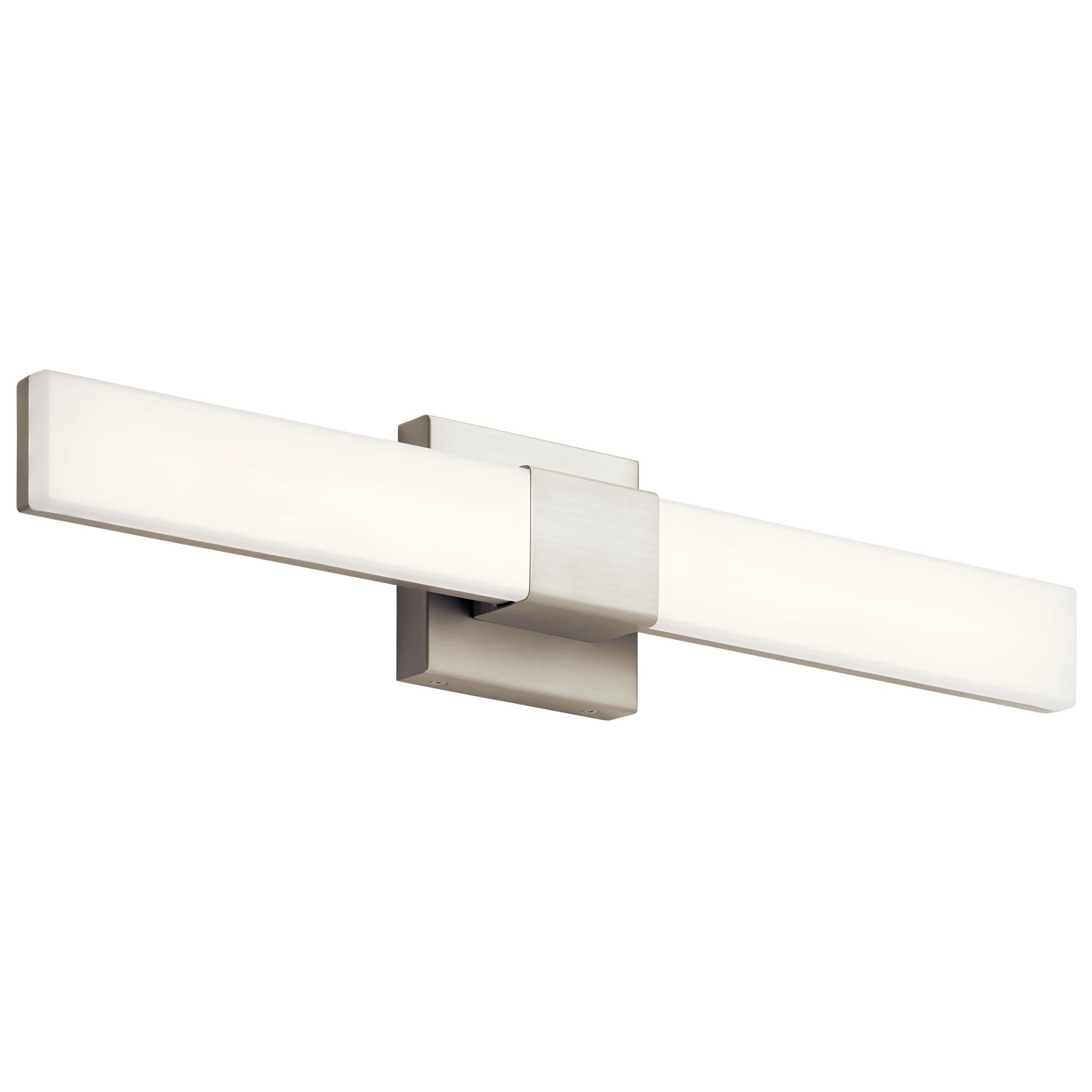 Shown in Satin Nickel finish and White Acrylic shade