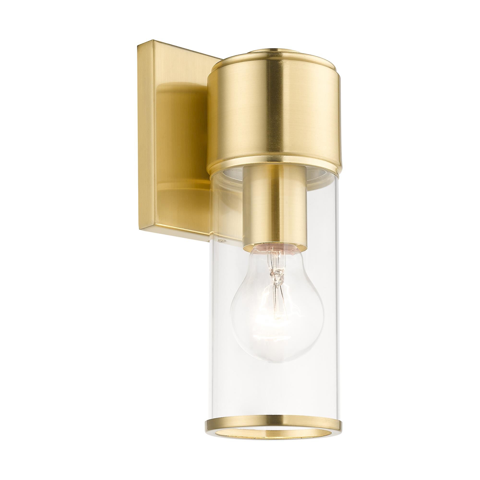 Shown in Satin Brass finish and Clear  glass