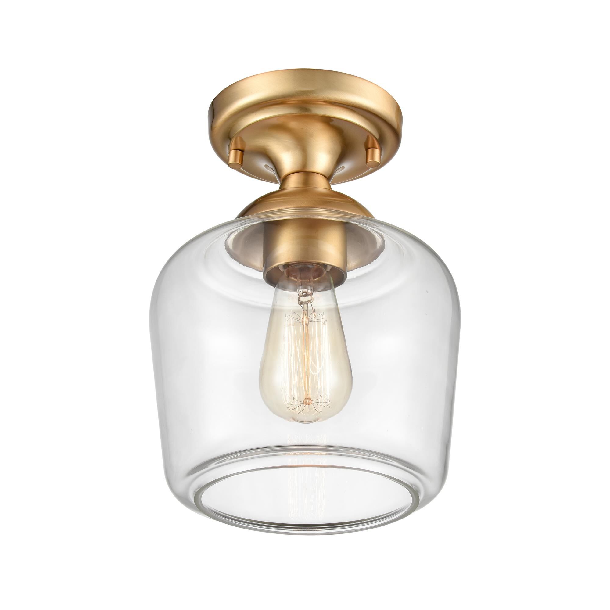 Shown in Gold finish and Clear glass