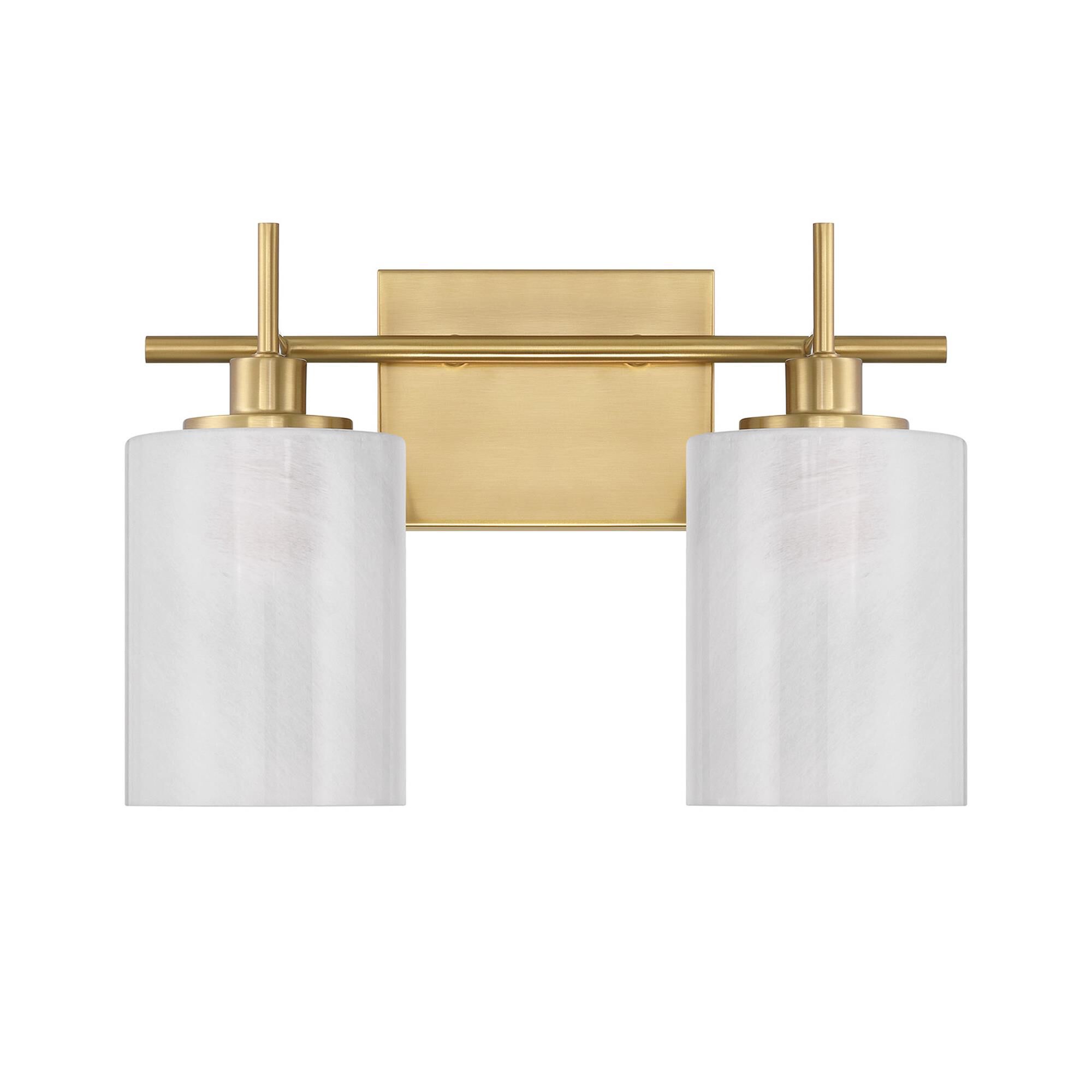 Shown in Natural Brass finish and White Strie glass