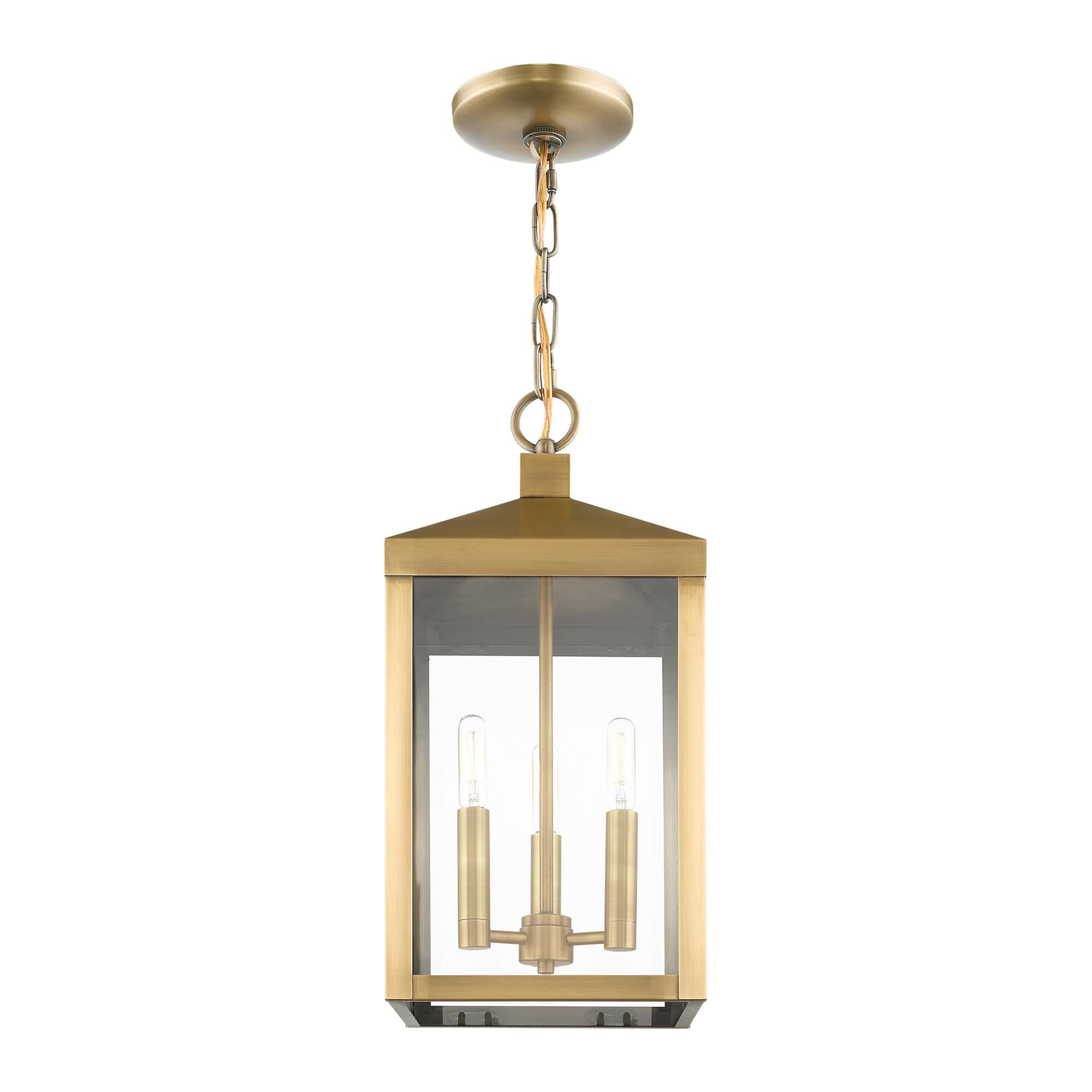 Shown in Antique Brass finish and Clear glass and Clear Glass shade