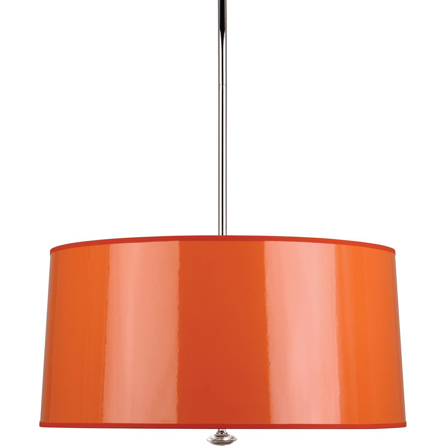 Shown in Polished Nickel  finish and Orange Ceramik Parchment With Silver Mylar Lining shade