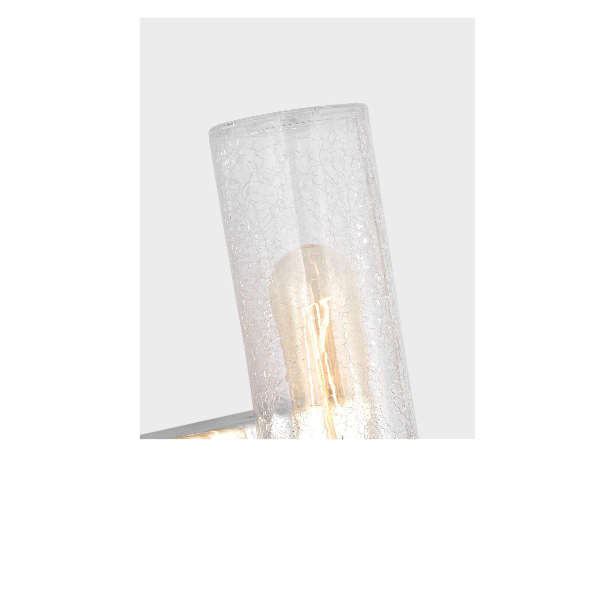 Shown in Chrome finish and Crackle  glass