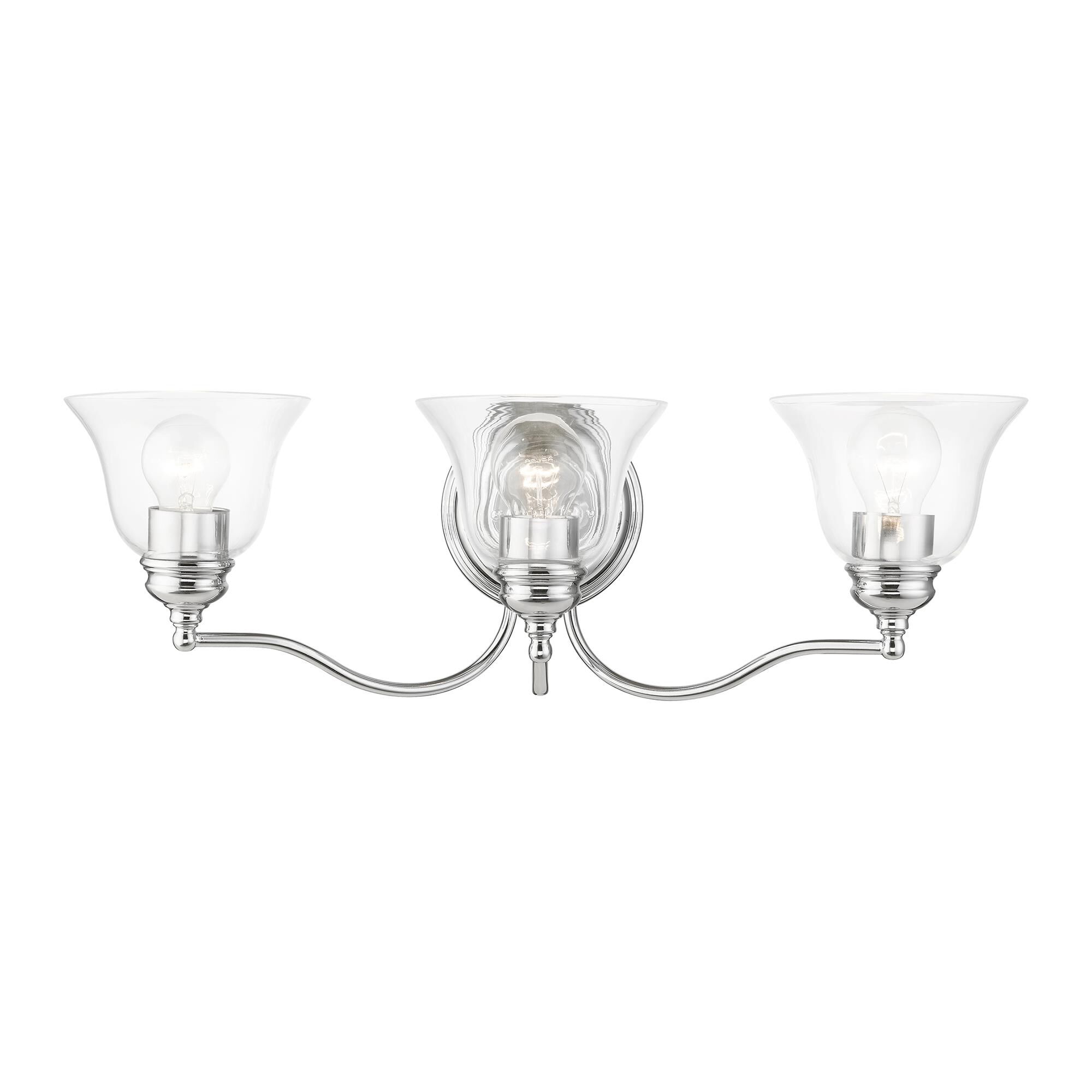 Shown in Polished Chrome finish and Hand Blown Clear glass