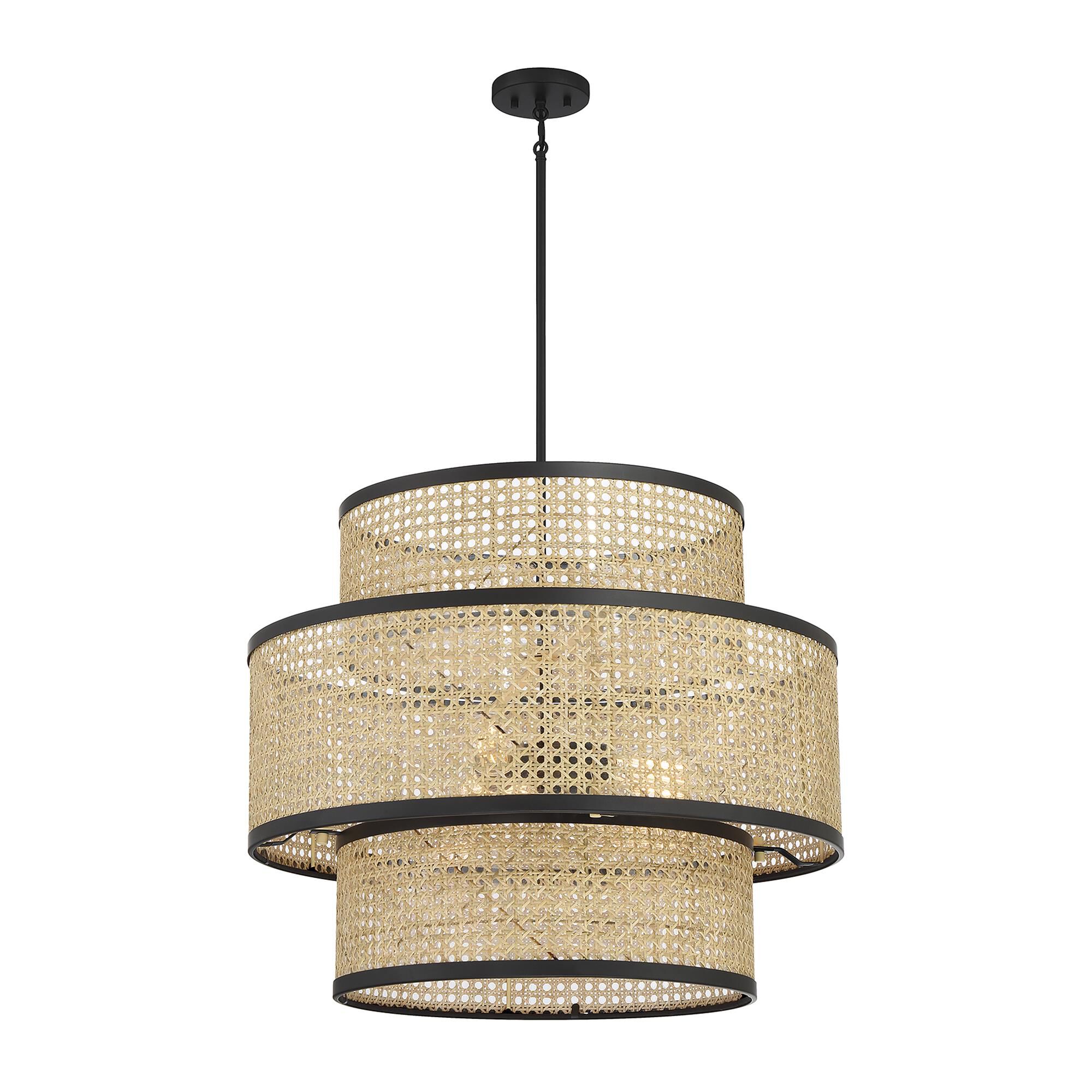 Shown in Natural Cane with Matte Black finish and Natural Cane shade