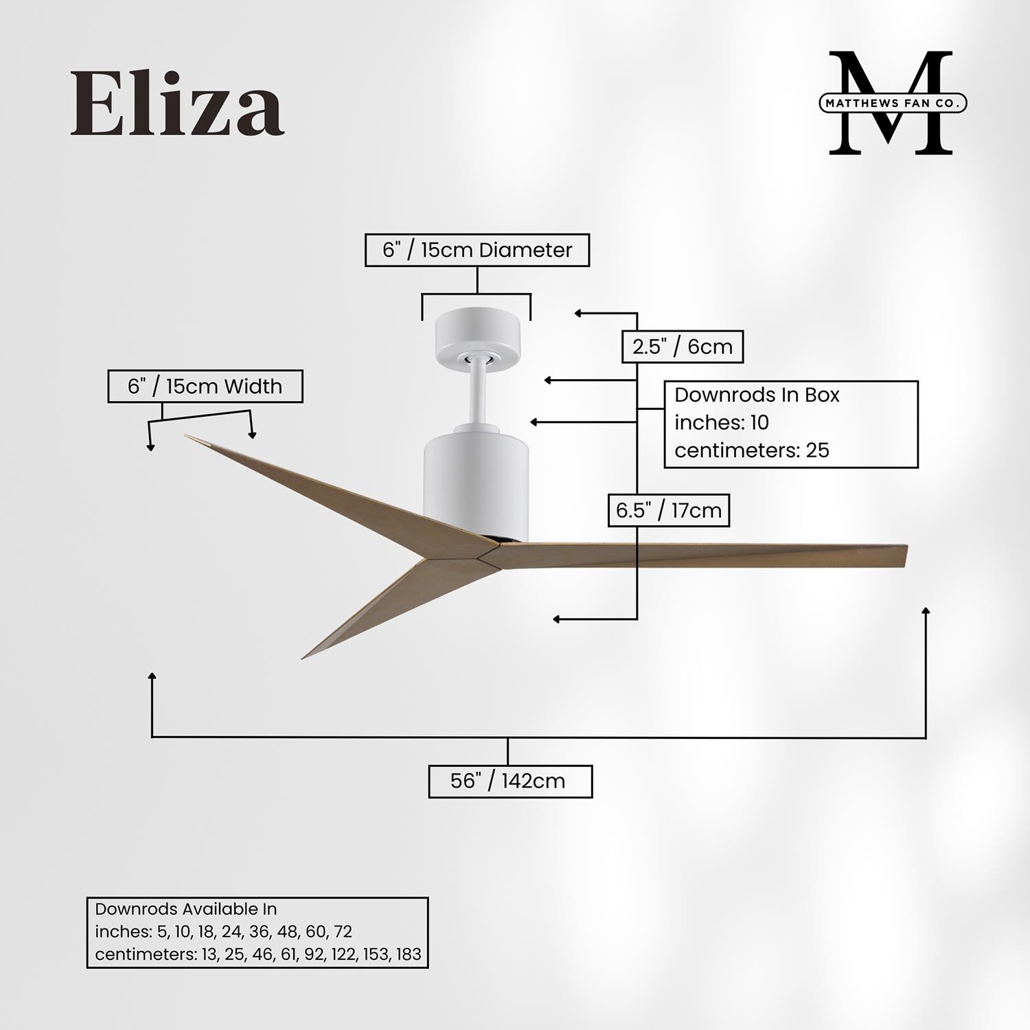 Eliza Outdoor Rated 56 Inch Ceiling Fan by Matthews Fan Company
