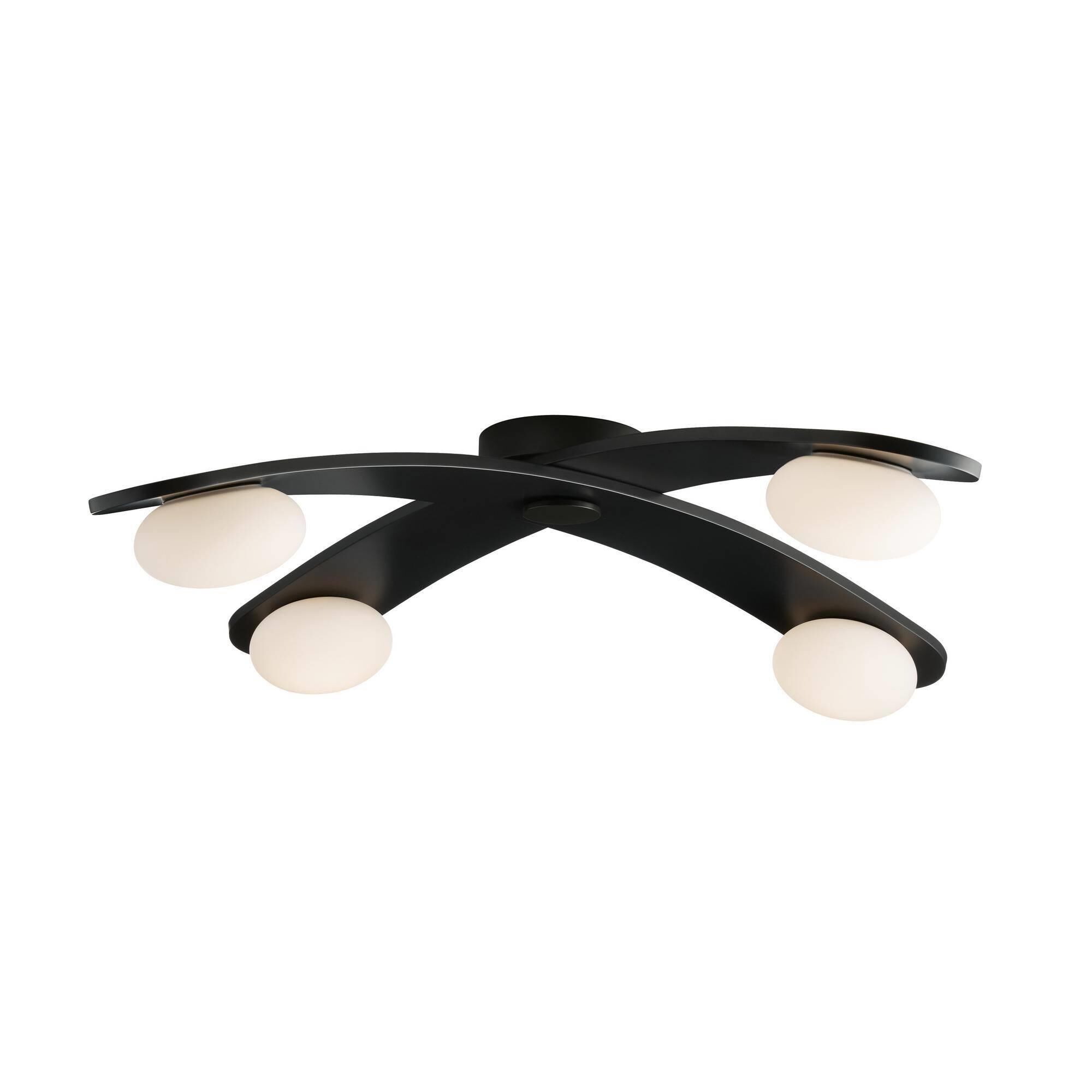 Shown in Blackened Iron finish and Matte Opal glass