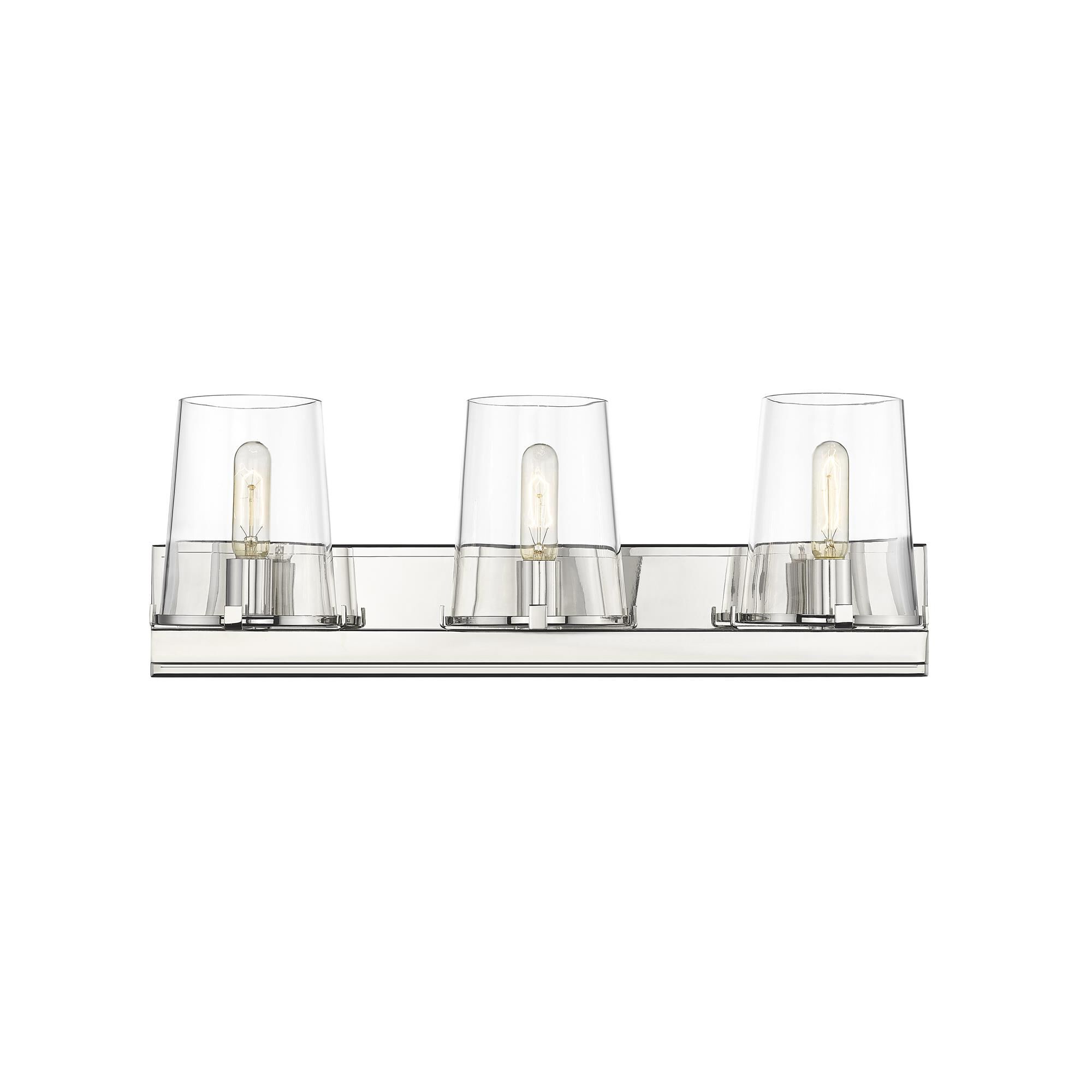 Shown in Polished Nickel finish and Glass shade