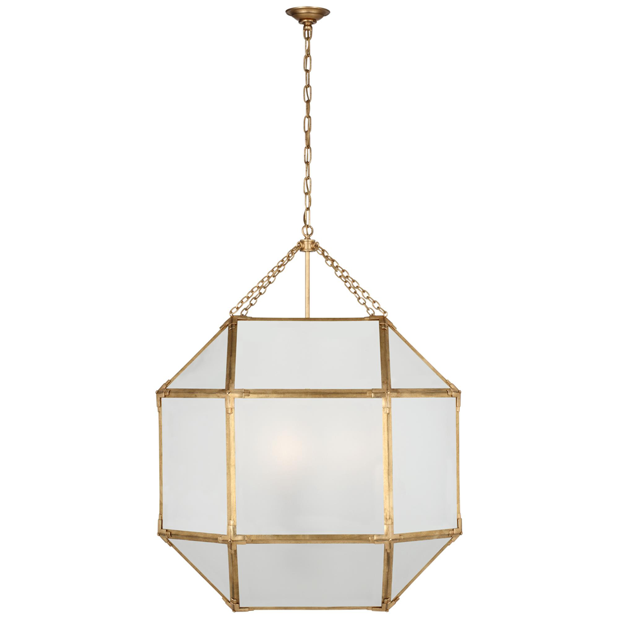 Shown in Gilded Iron finish and Frosted Glass shade