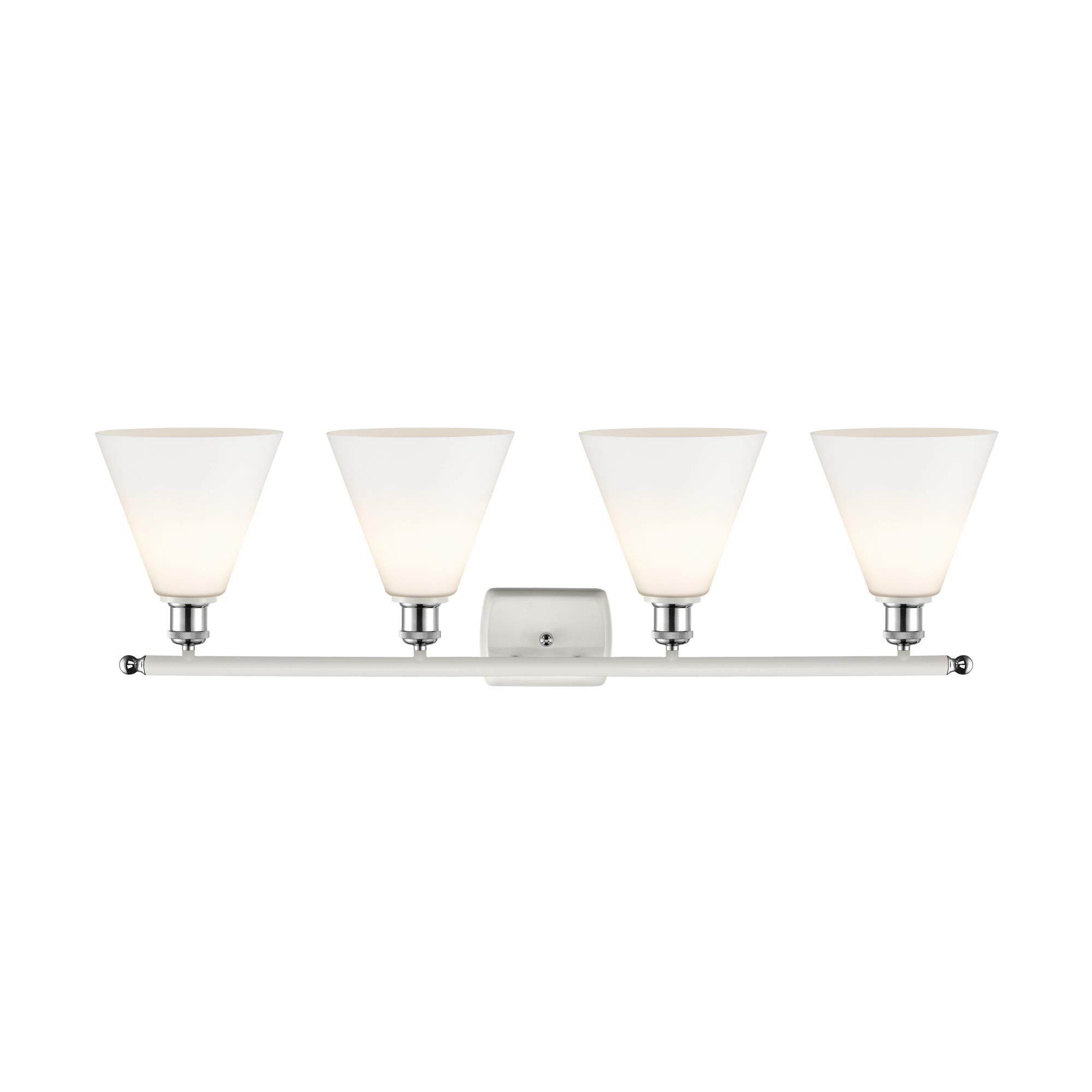 Shown in White And Polished Chrome finish and Cased Matte White Ballston Cone glass and No Shade shade