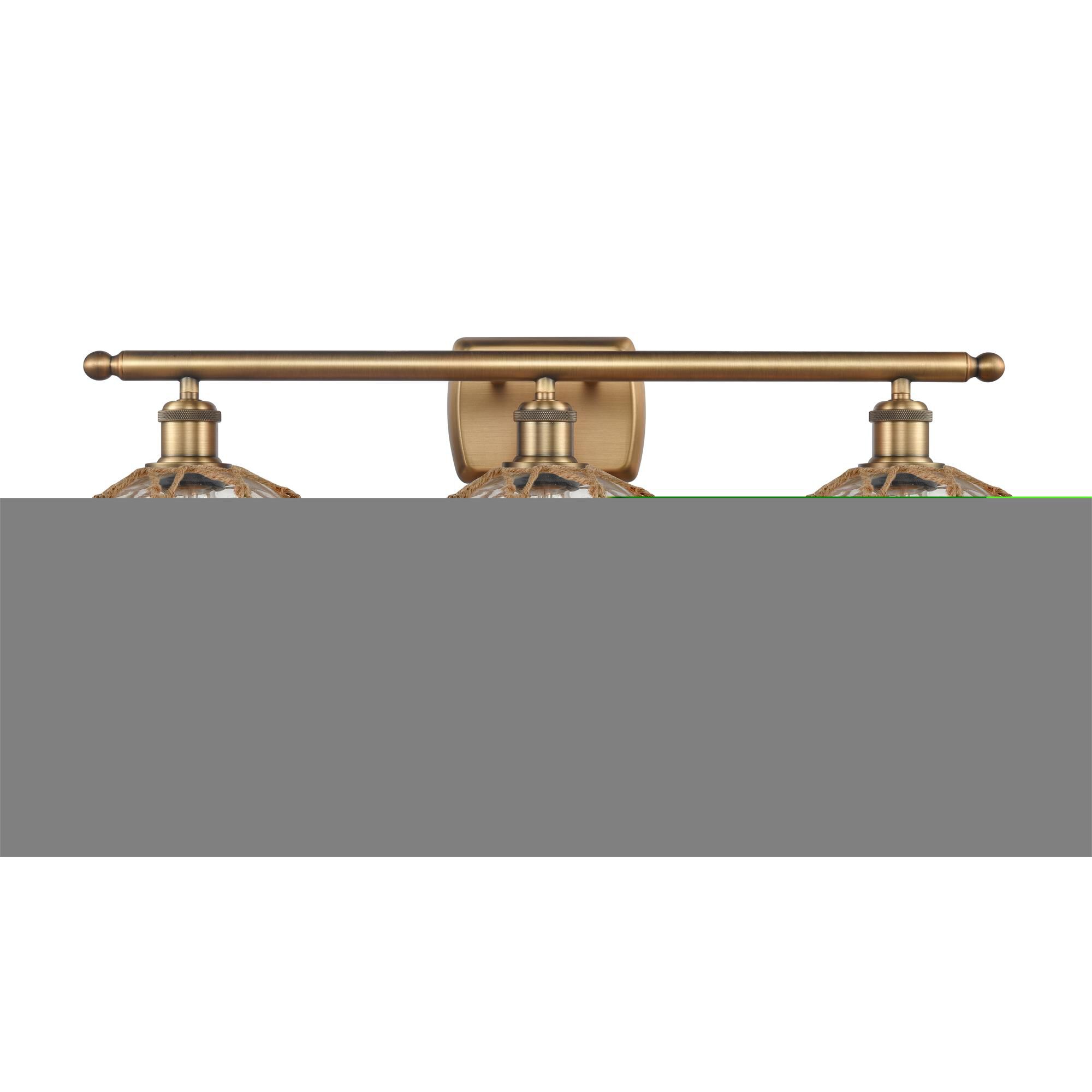 Shown in Brushed Brass finish and Sphere glass and Glass And Rope shade