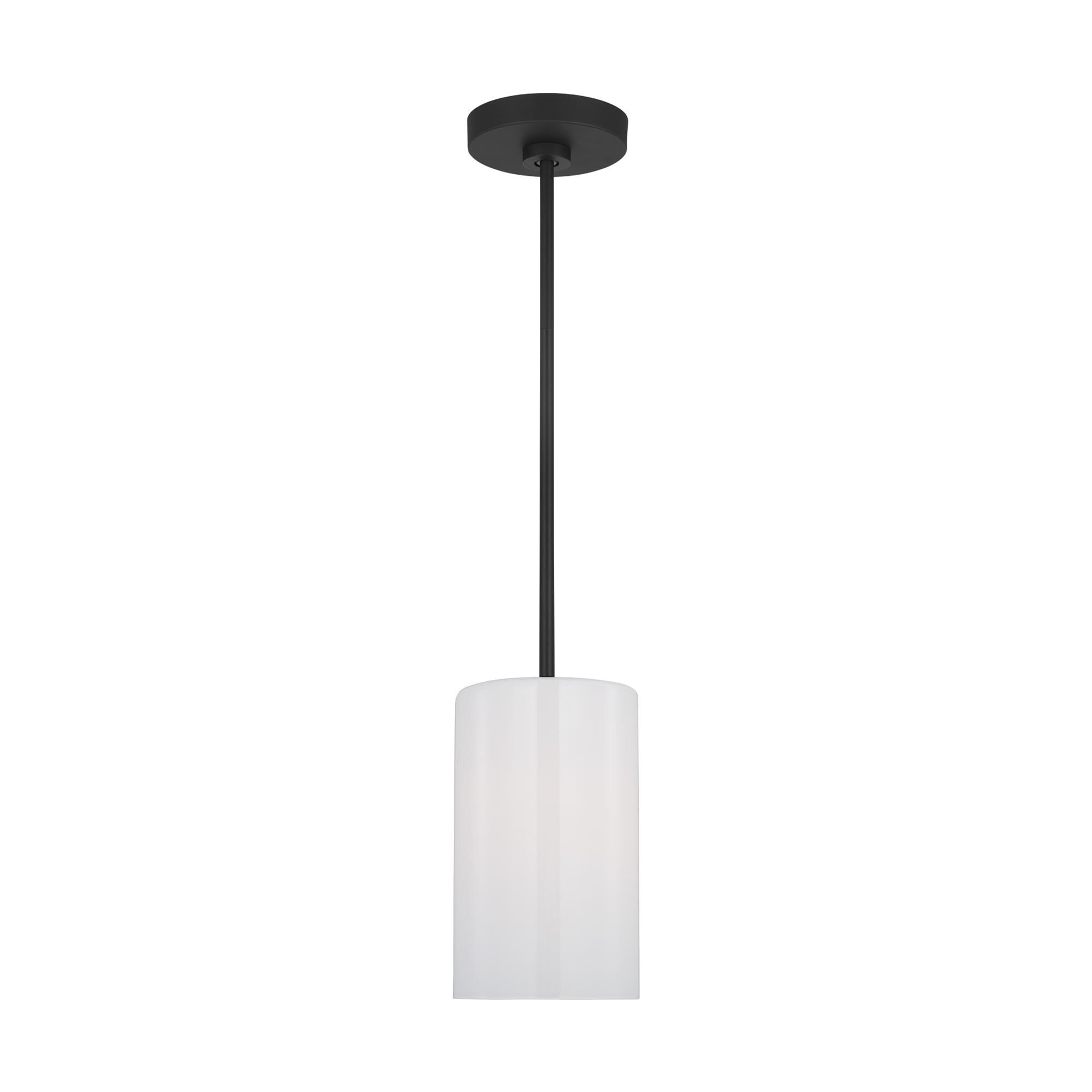 Shown in Midnight Black finish and Clear Outside / Painted White Inside Glass shade