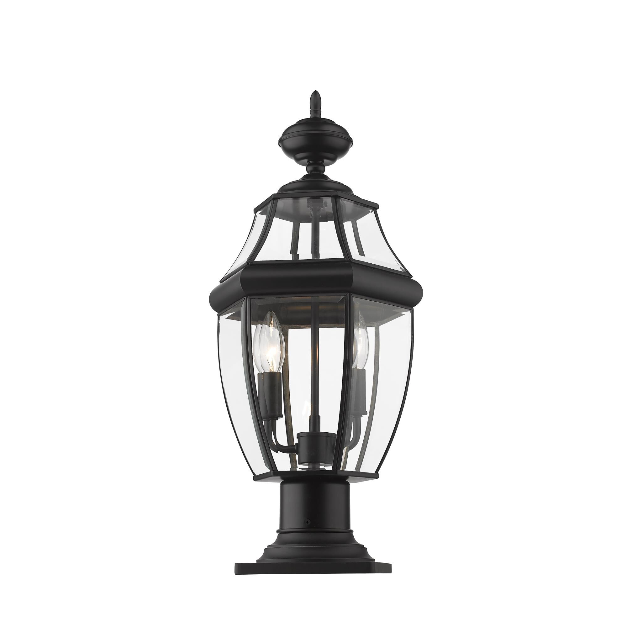 Shown in Black finish and Glass shade